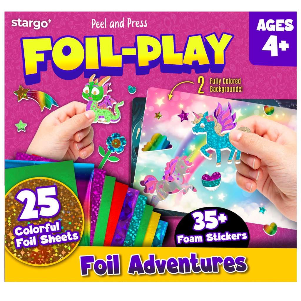 Stargo 2 Pack Foil Art Kit for Kids – Glitter Stickers & Foil Sheets (Ages 4–8)