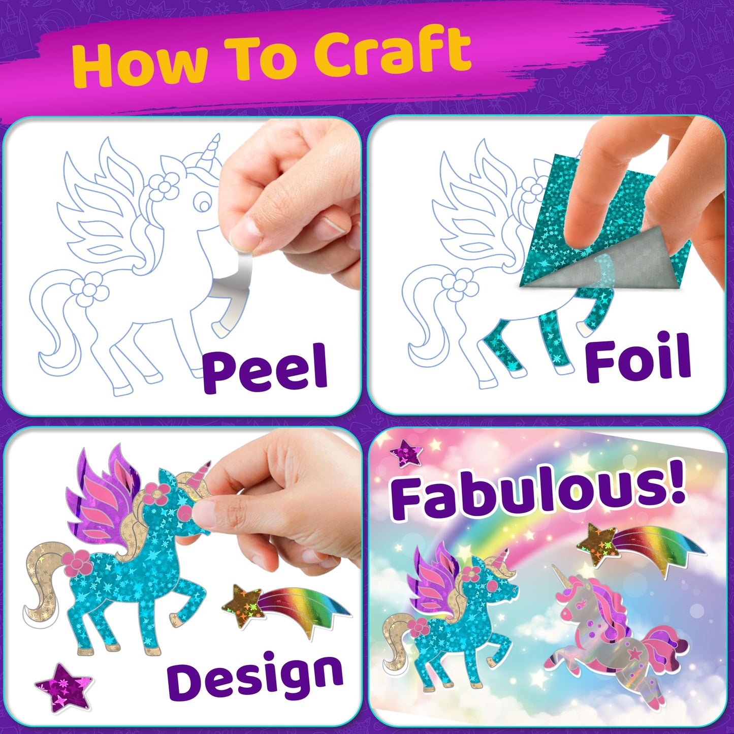 Stargo 2 Pack Foil Art Kit for Kids – Glitter Stickers & Foil Sheets (Ages 4–8)