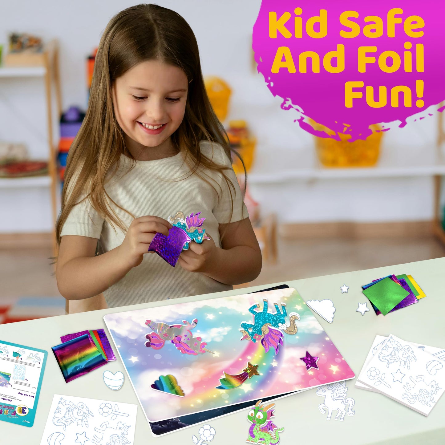 Stargo 2 Pack Foil Art Kit for Kids – Glitter Stickers & Foil Sheets (Ages 4–8)