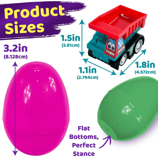 Stargo 16-Pack Colorful Prefilled Easter Eggs with Pull-Back Cars – Bulk Set