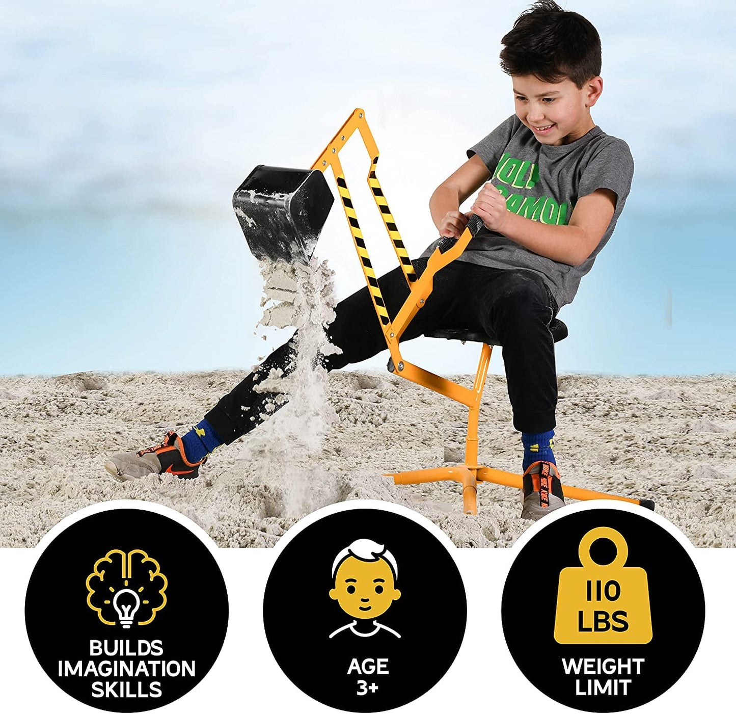 Stargo Sand Digger: Kids Excavator Ride-On Toy with 360° Rotating Steel Digger