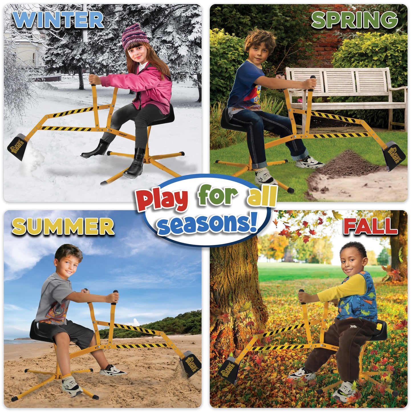 Stargo Sand Digger: Kids Excavator Ride-On Toy with 360° Rotating Steel Digger