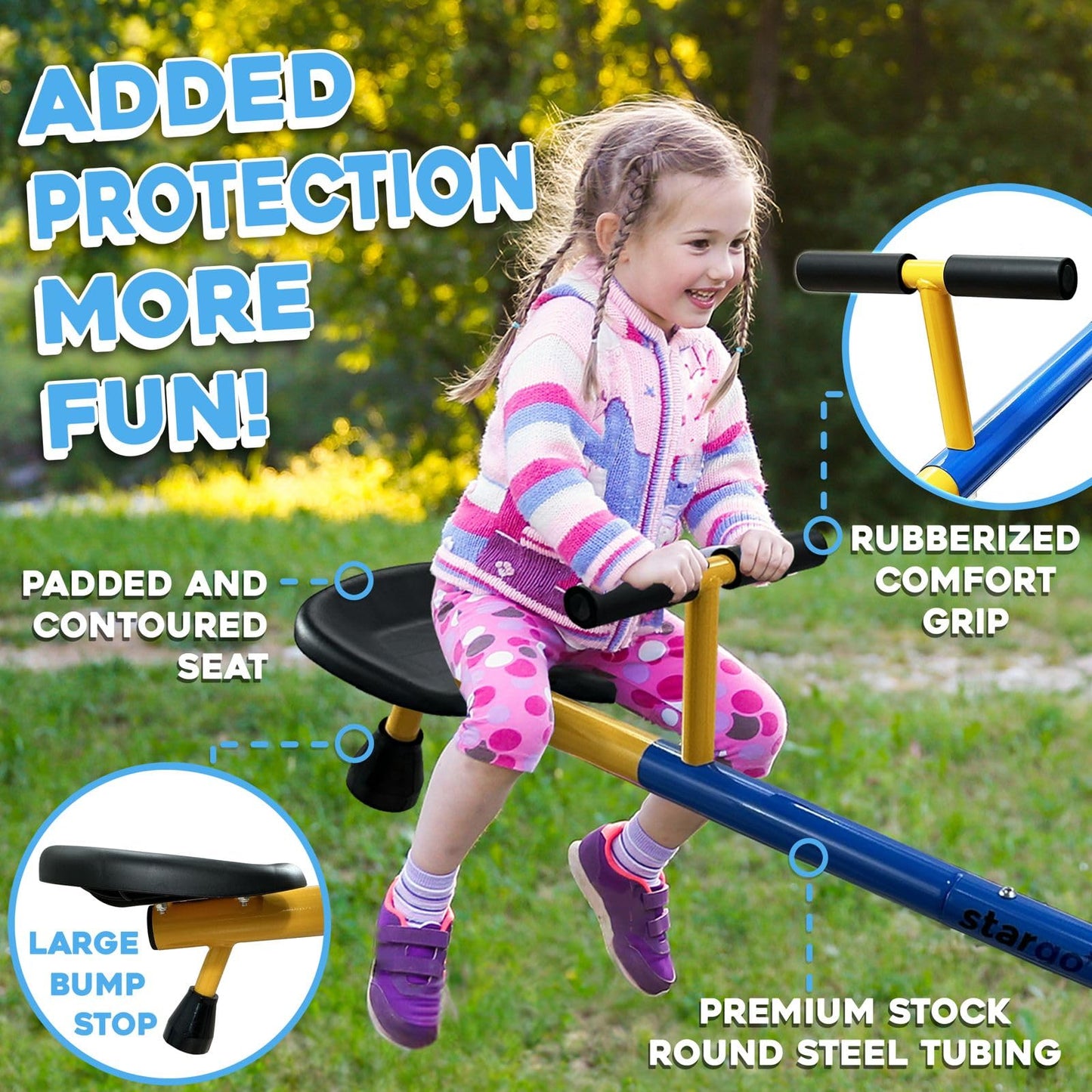 Stargo Swivel Teeter Totter – Indoor/Outdoor 2–12 Years, 360° Seesaw Frame