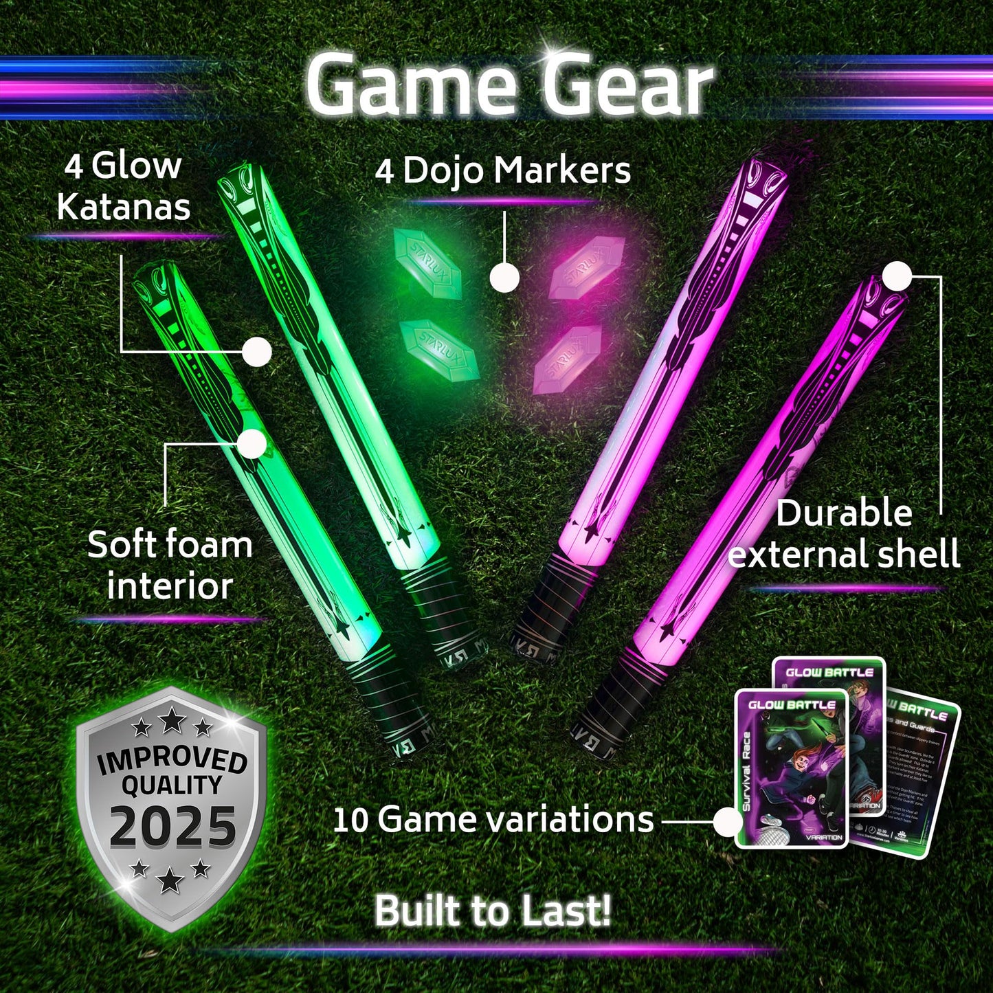 Starlux Glow Battle Ninja Toys – Glow Swords for Kids 8-12+ 2-4 Players