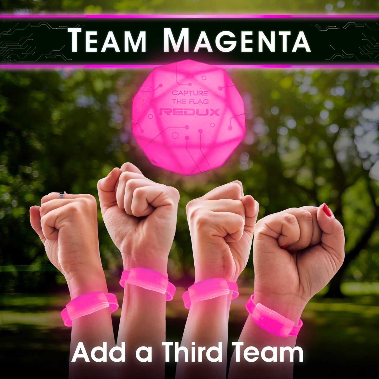 Starlux Games Capture The Flag Redux: Magenta 3-Team Expansion – Glow in the Dark Outdoor Play