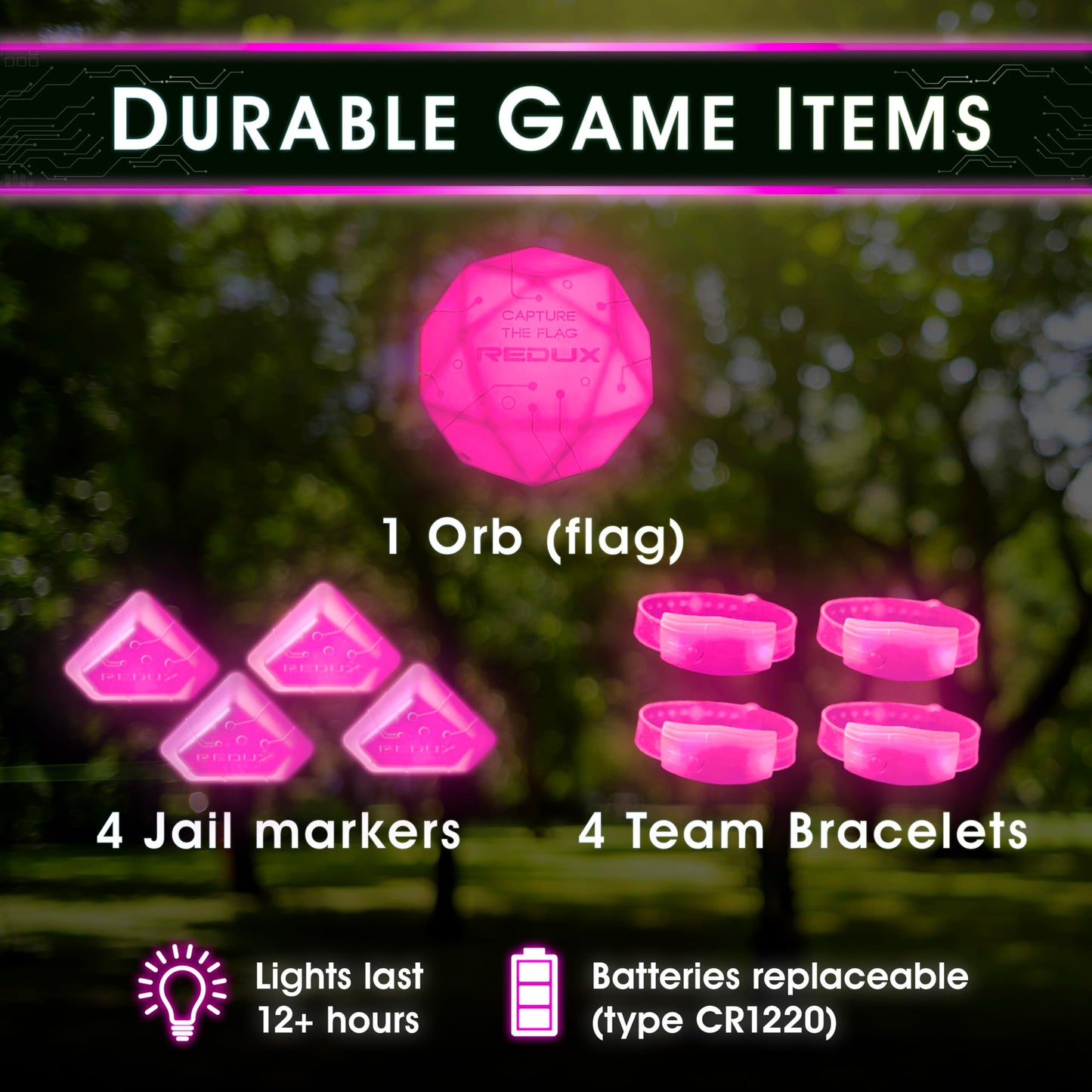 Starlux Games Capture The Flag Redux: Magenta 3-Team Expansion – Glow in the Dark Outdoor Play