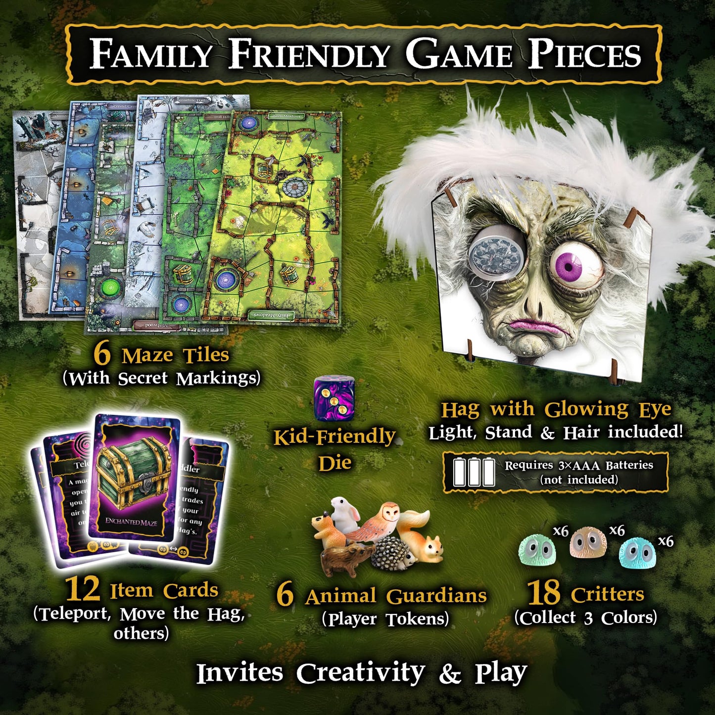 Enchanted Maze by Starlux Games — Glow-in-the-Dark Family Board Game (Ages 5+, 1–6 Players)