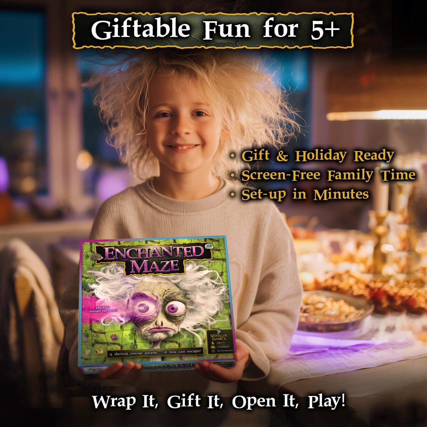 Enchanted Maze by Starlux Games — Glow-in-the-Dark Family Board Game (Ages 5+, 1–6 Players)