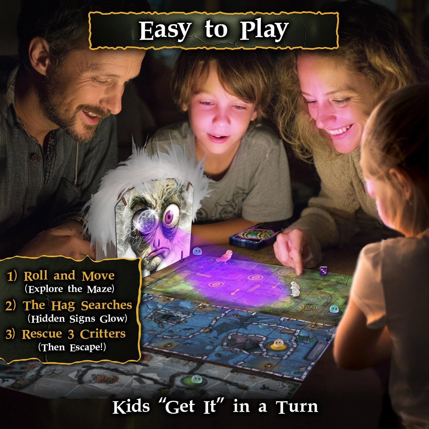 Enchanted Maze by Starlux Games — Glow-in-the-Dark Family Board Game (Ages 5+, 1–6 Players)