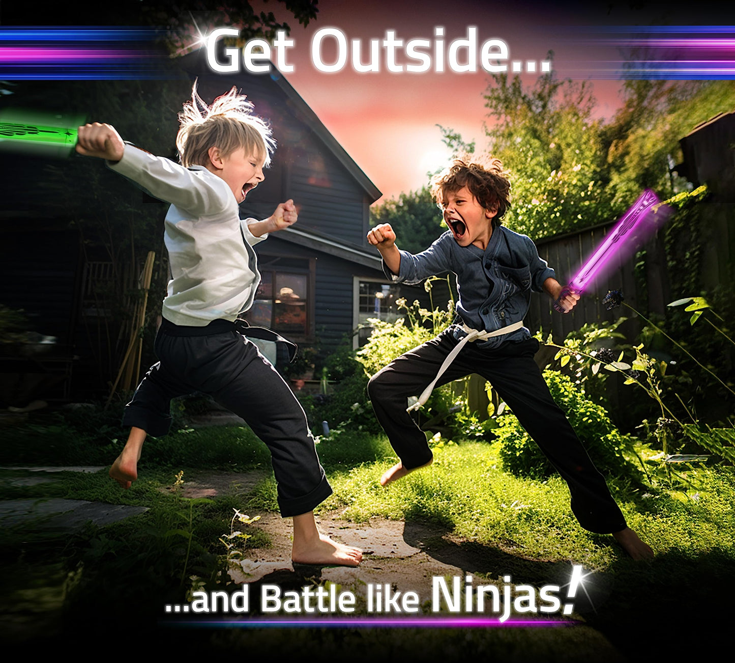 Starlux Glow Battle Ninja Toys – Glow Swords for Kids 8-12+ 2-4 Players