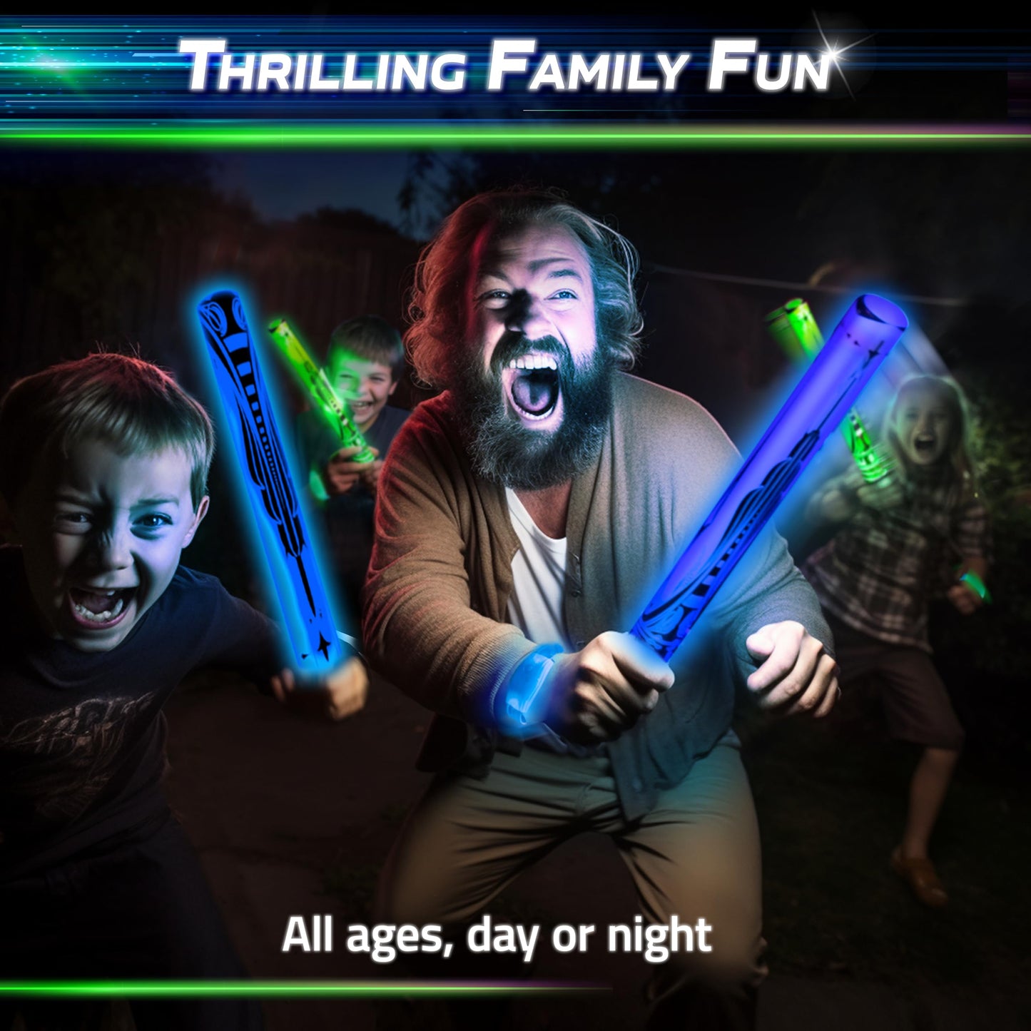 Starlux Glow Battle: Light-Up Sword Game for 2-8 Players | Outdoor Glow Fun (Ages 8+)