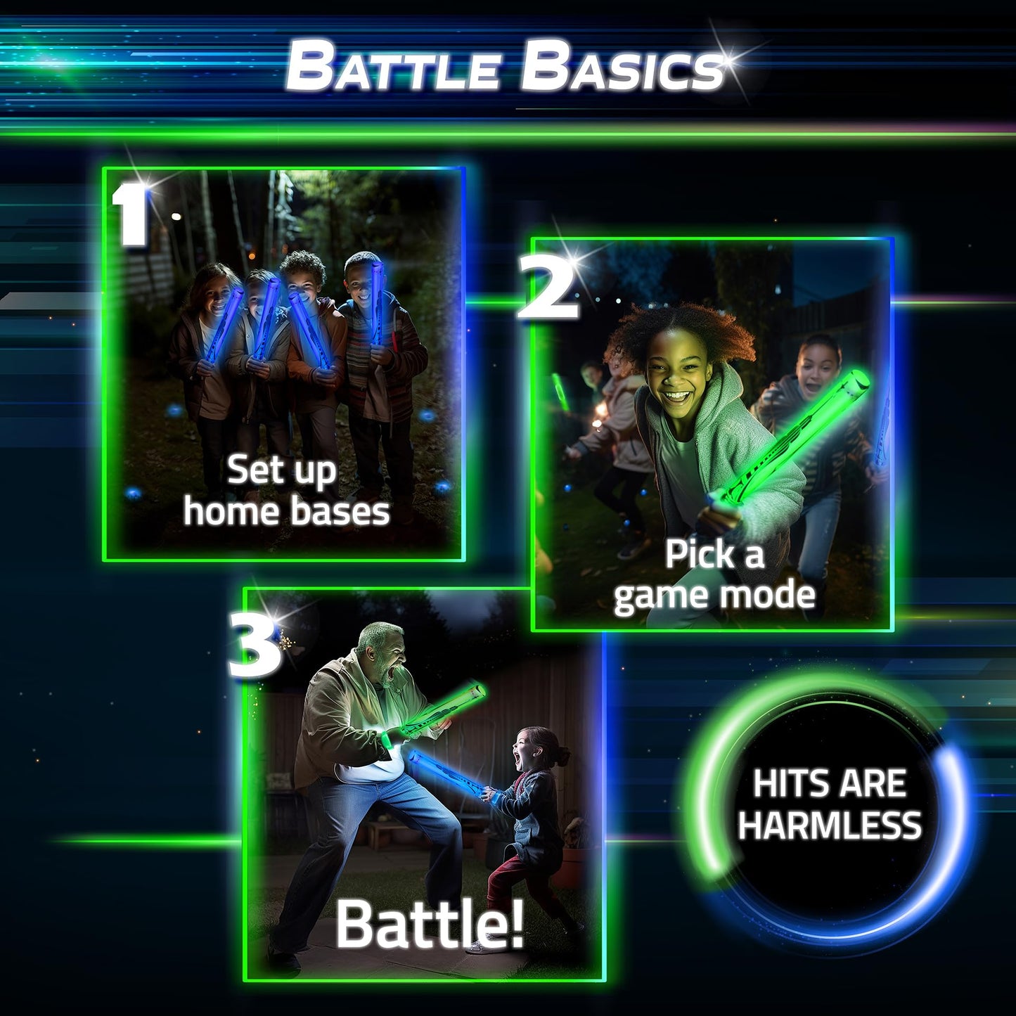 Starlux Glow Battle: Light-Up Sword Game for 2-8 Players | Outdoor Glow Fun (Ages 8+)