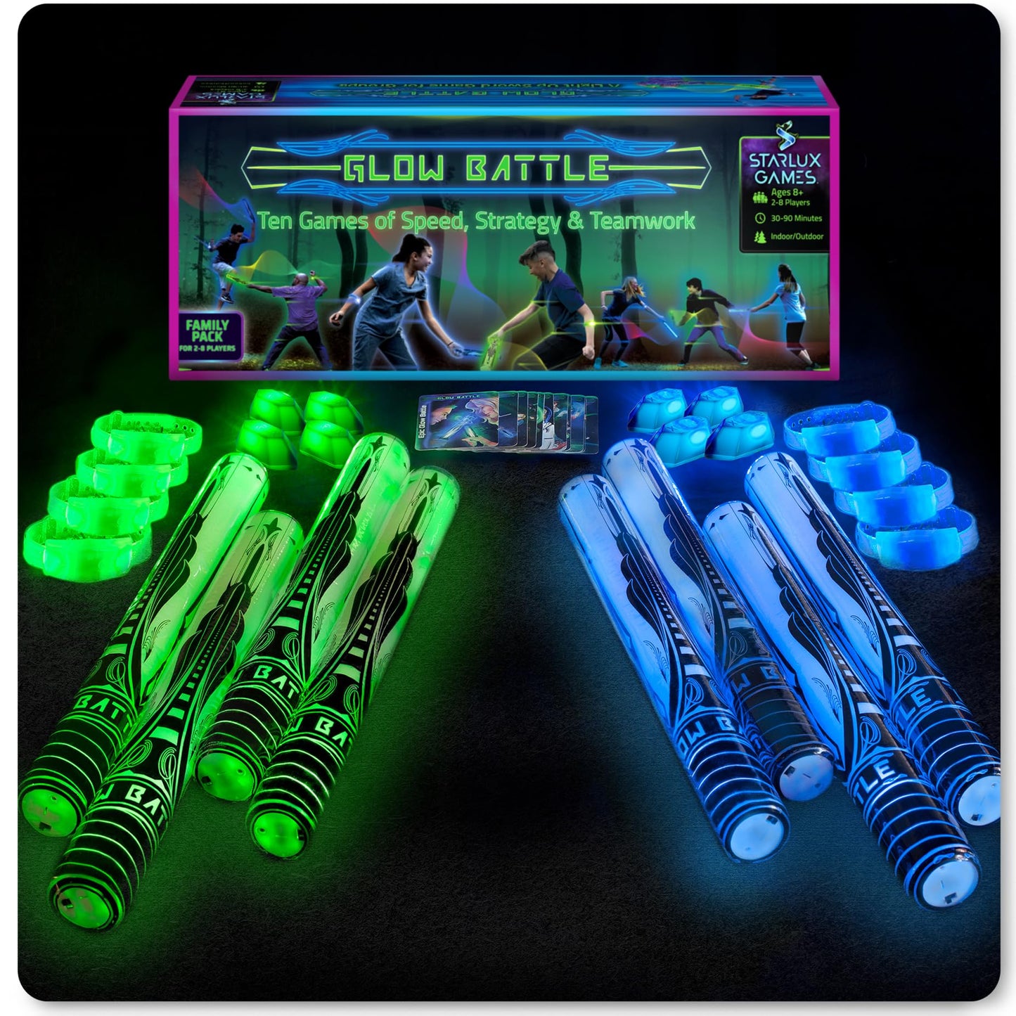 Starlux Glow Battle: Light-Up Sword Game for 2-8 Players | Outdoor Glow Fun (Ages 8+)