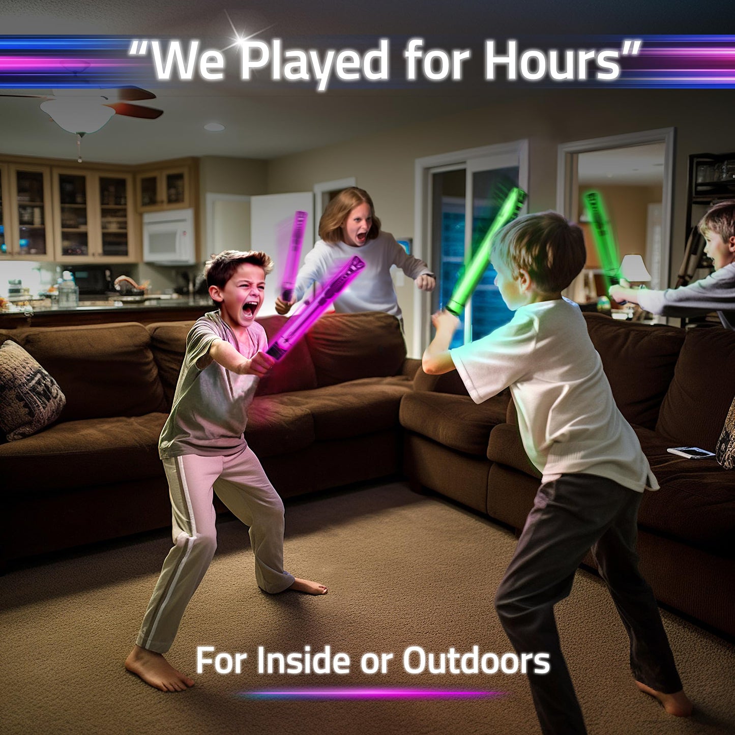 Starlux Glow Battle Ninja Toys – Glow Swords for Kids 8-12+ 2-4 Players