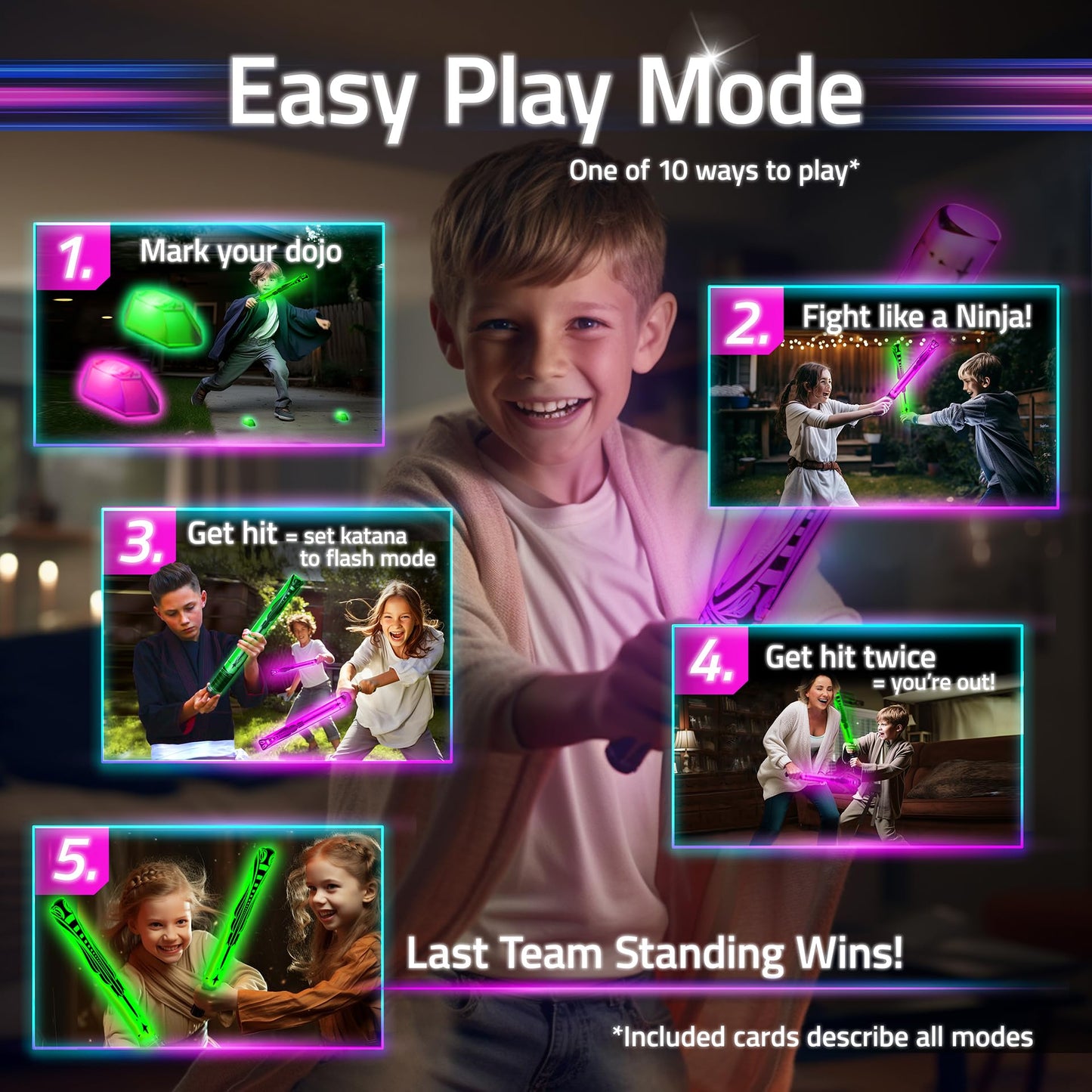 Starlux Glow Battle Ninja Toys – Glow Swords for Kids 8-12+ 2-4 Players
