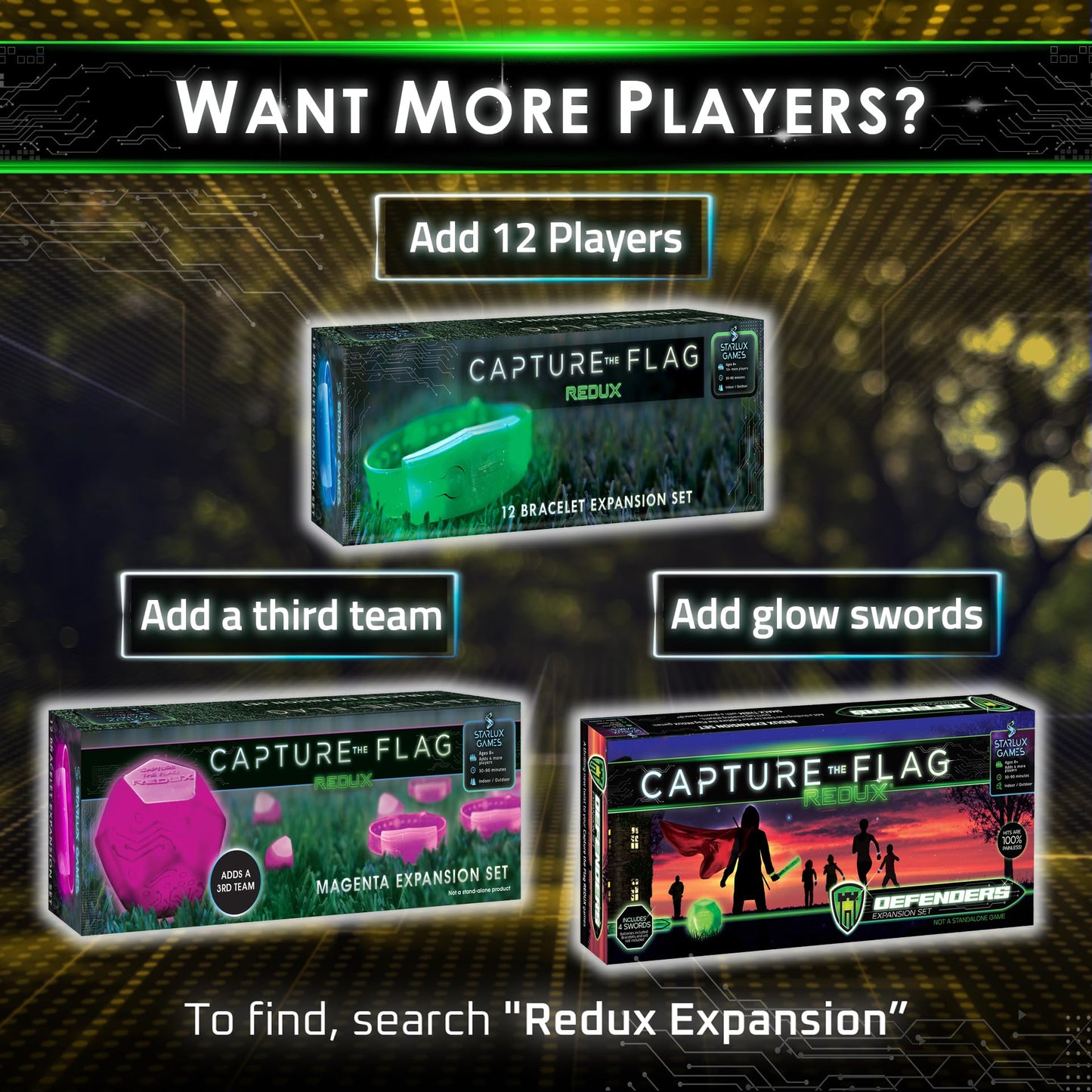 Redux Glow-in-the-Dark Capture The Flag – Original Outdoor Game by Starlux (Ages 8+)