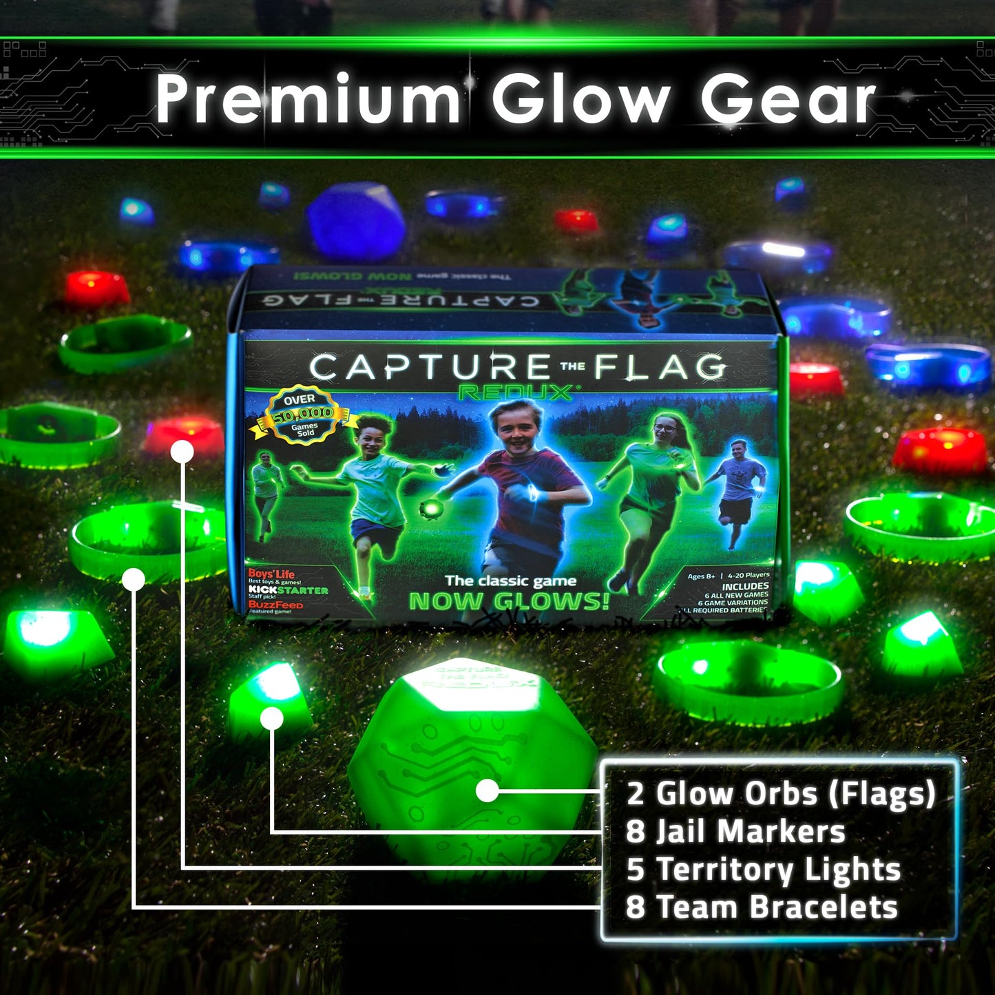 Redux Glow-in-the-Dark Capture The Flag – Original Outdoor Game by Starlux (Ages 8+)