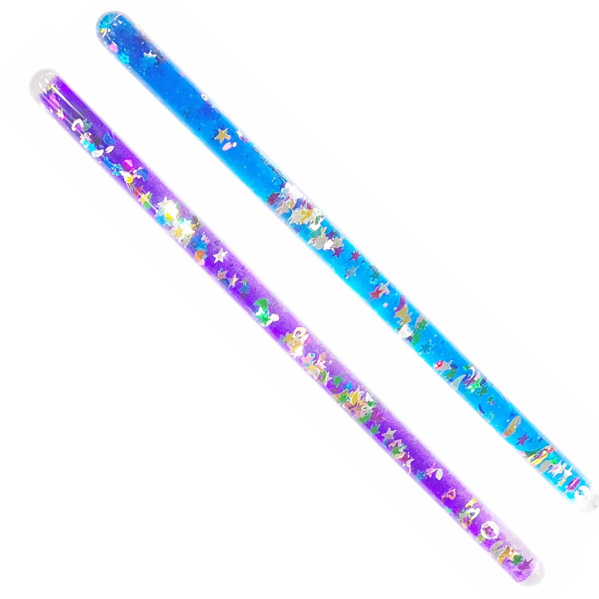 Star Magic Glitter Wand — Two 11in Wonder Wands (Blue & Purple) for Kids | Sensory & Kaleidoscope Toy