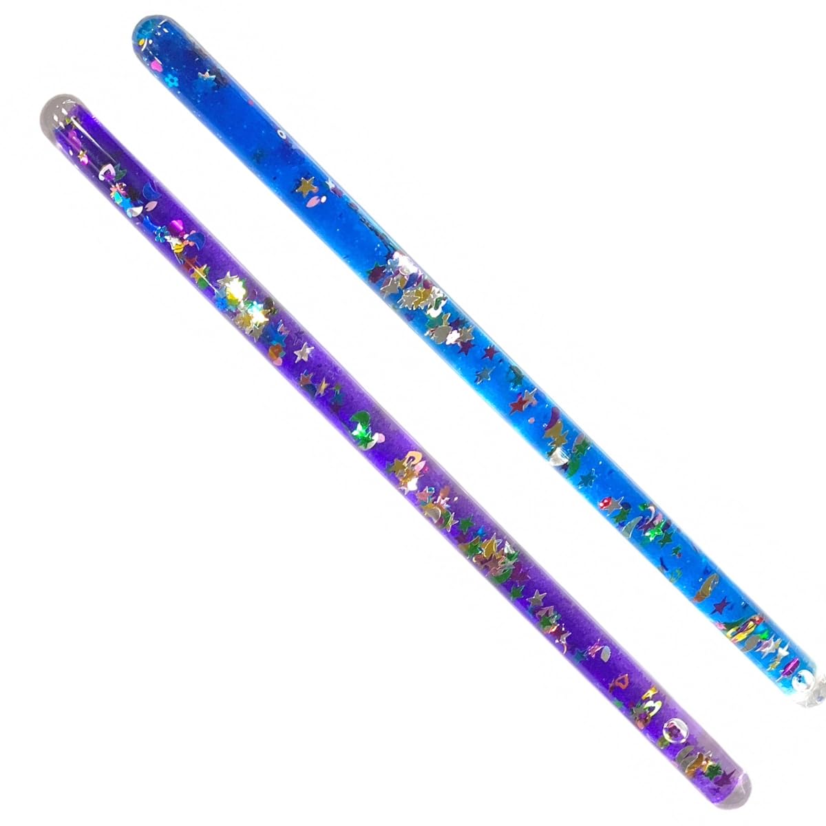 Star Magic Glitter Wand — Two 11in Wonder Wands (Blue & Purple) for Kids | Sensory & Kaleidoscope Toy