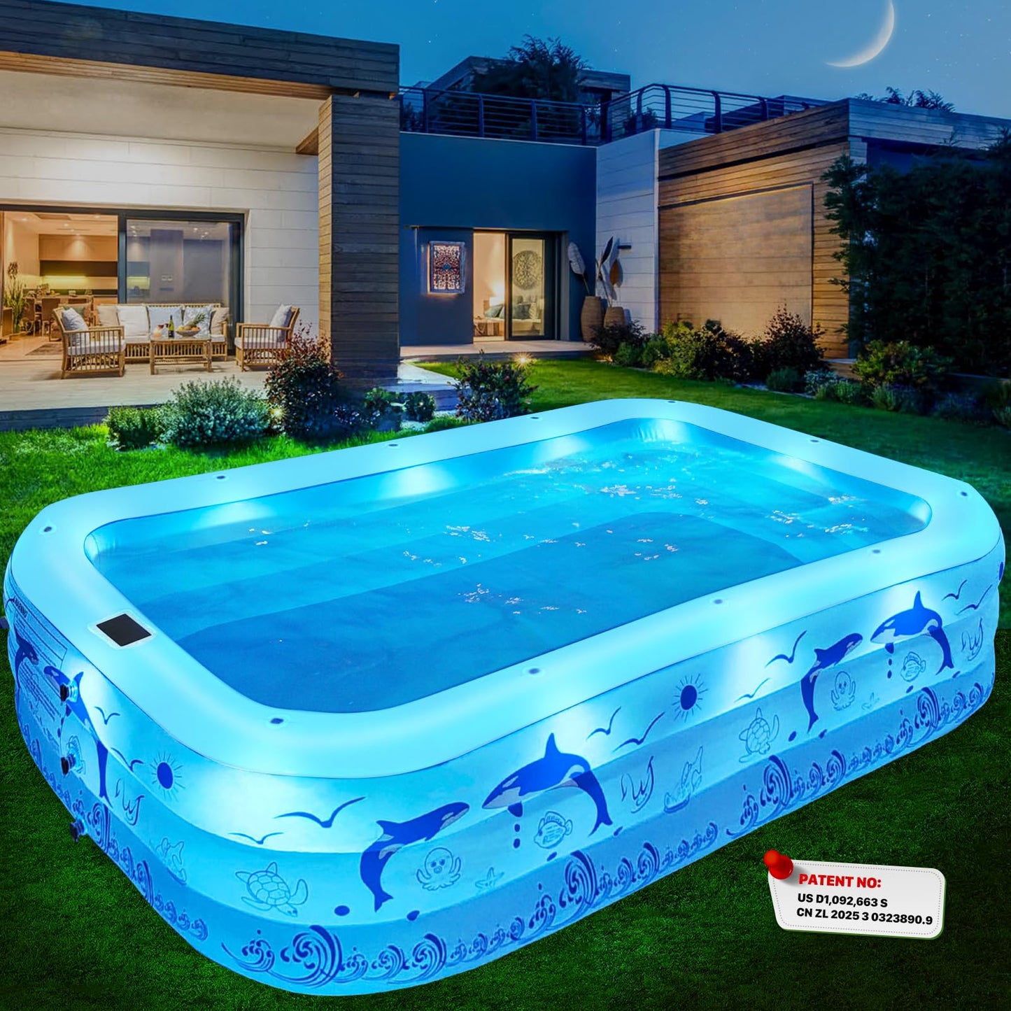 StarOcean 2026 Upgrade Inflatable Pool with Lights for Adults