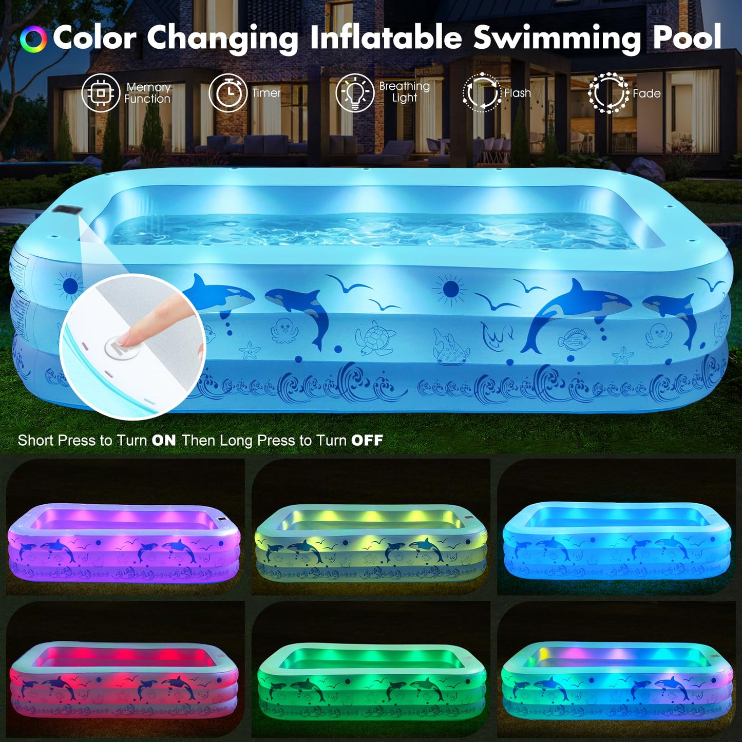 StarOcean 2026 Upgrade Inflatable Pool with Lights for Adults