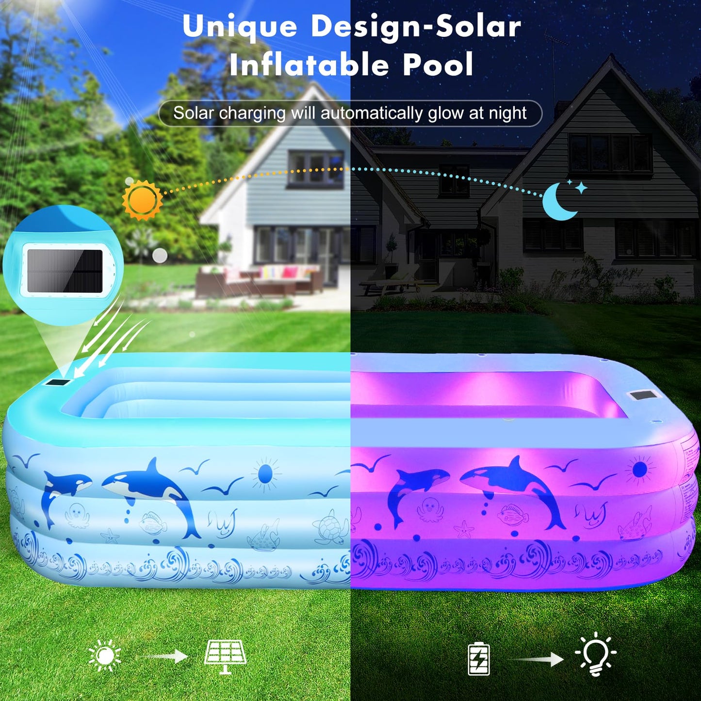 StarOcean 2026 Upgrade Inflatable Pool with Lights for Adults