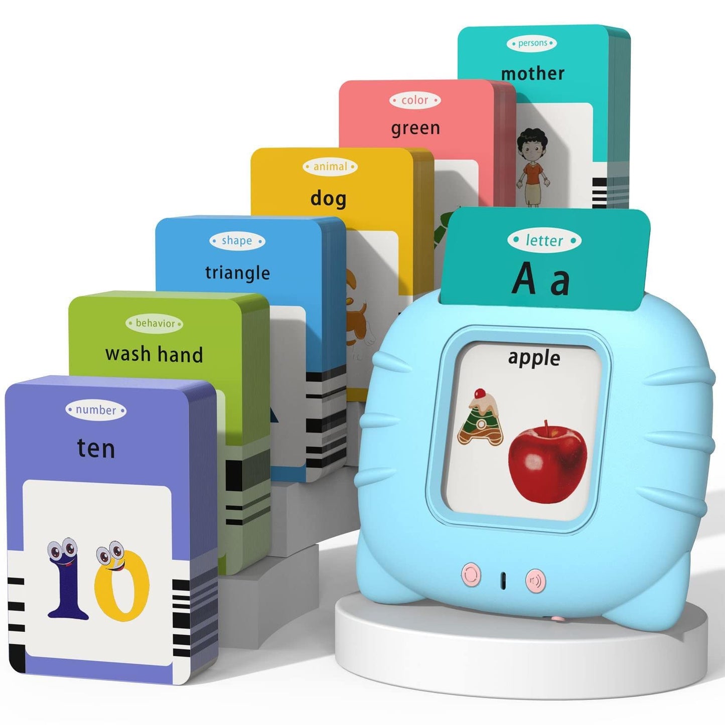Startcan Talking Cards for Toddlers – 255 Cards, 31 Topics, 3 Songs, Gift Box (Blue)