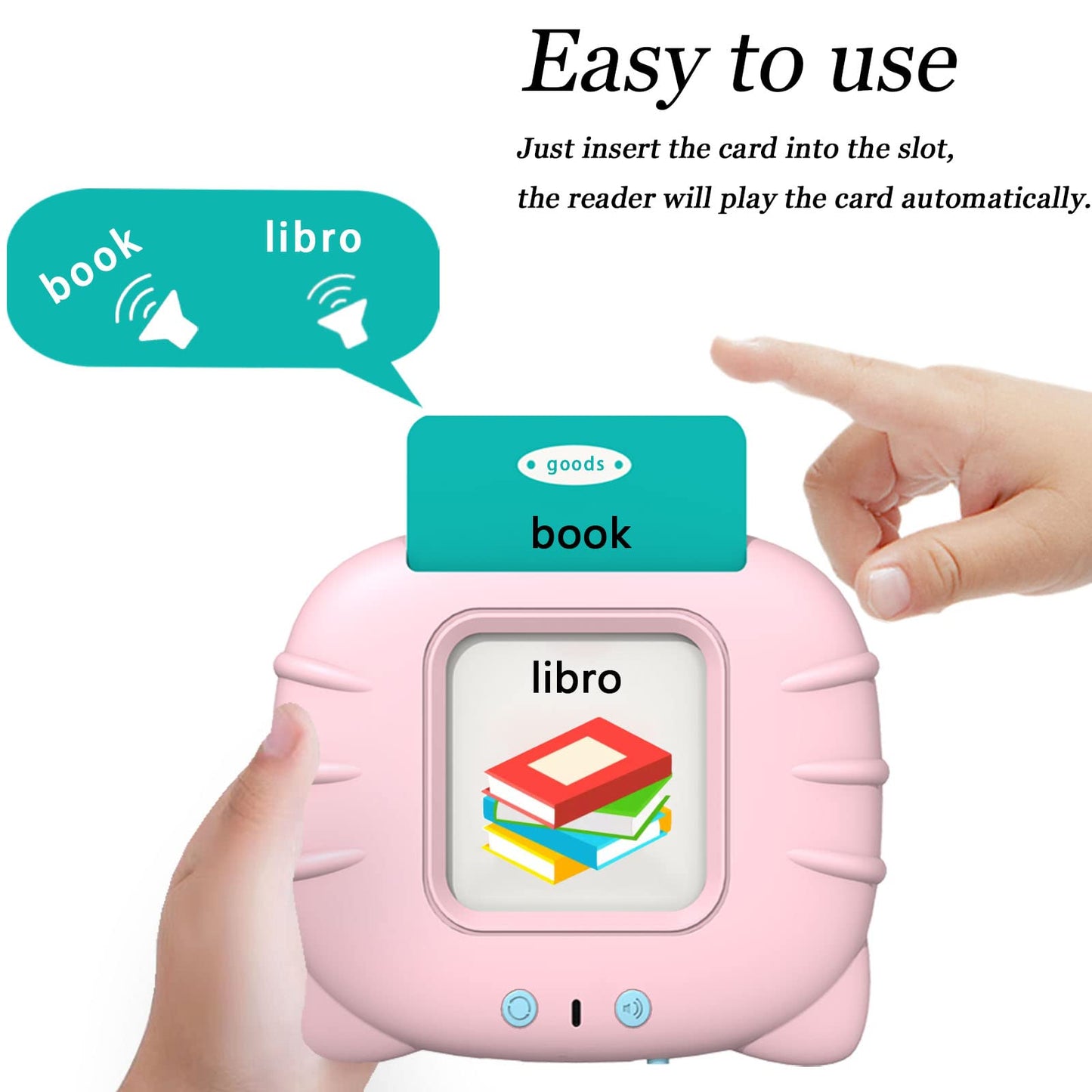 Startcan Spanish & English Talking Flash Cards for Toddlers — Bilingual Audio Cards, 258 Cards, 516 Words (Pink)