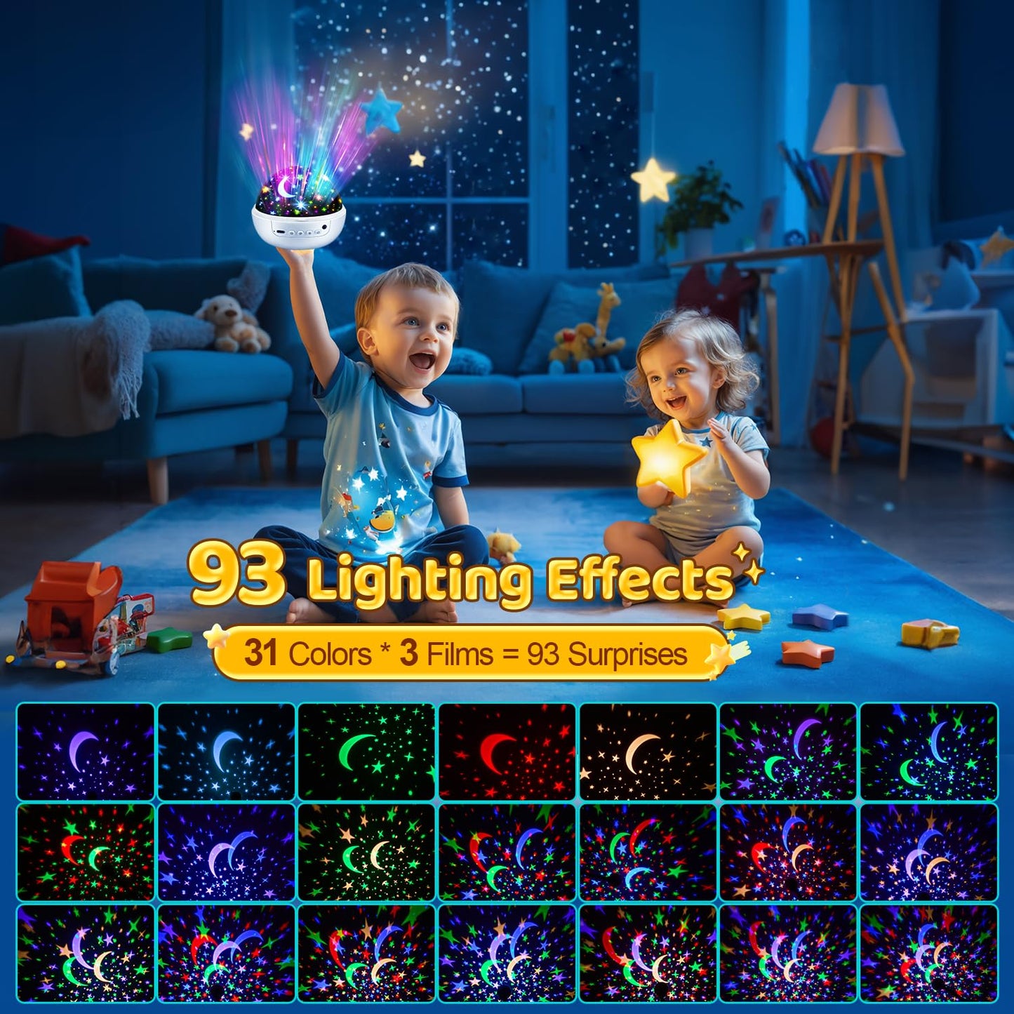 Staryou Dinosaur Projector Toy for Kids 2-7 — 3 Films, 93 Light Effects, Remote