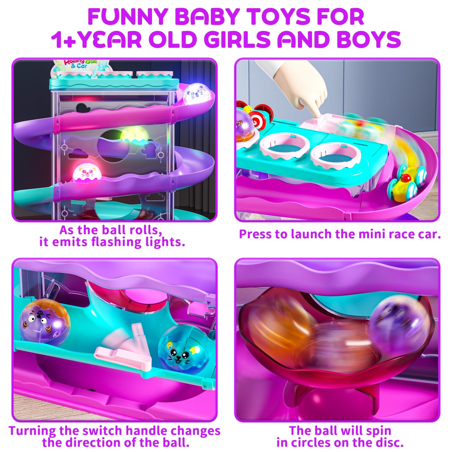 Stay Fun 2-in-1 Rolling Ball & Car Ramp Track – Montessori STEM Toy for Toddlers (1–5+)