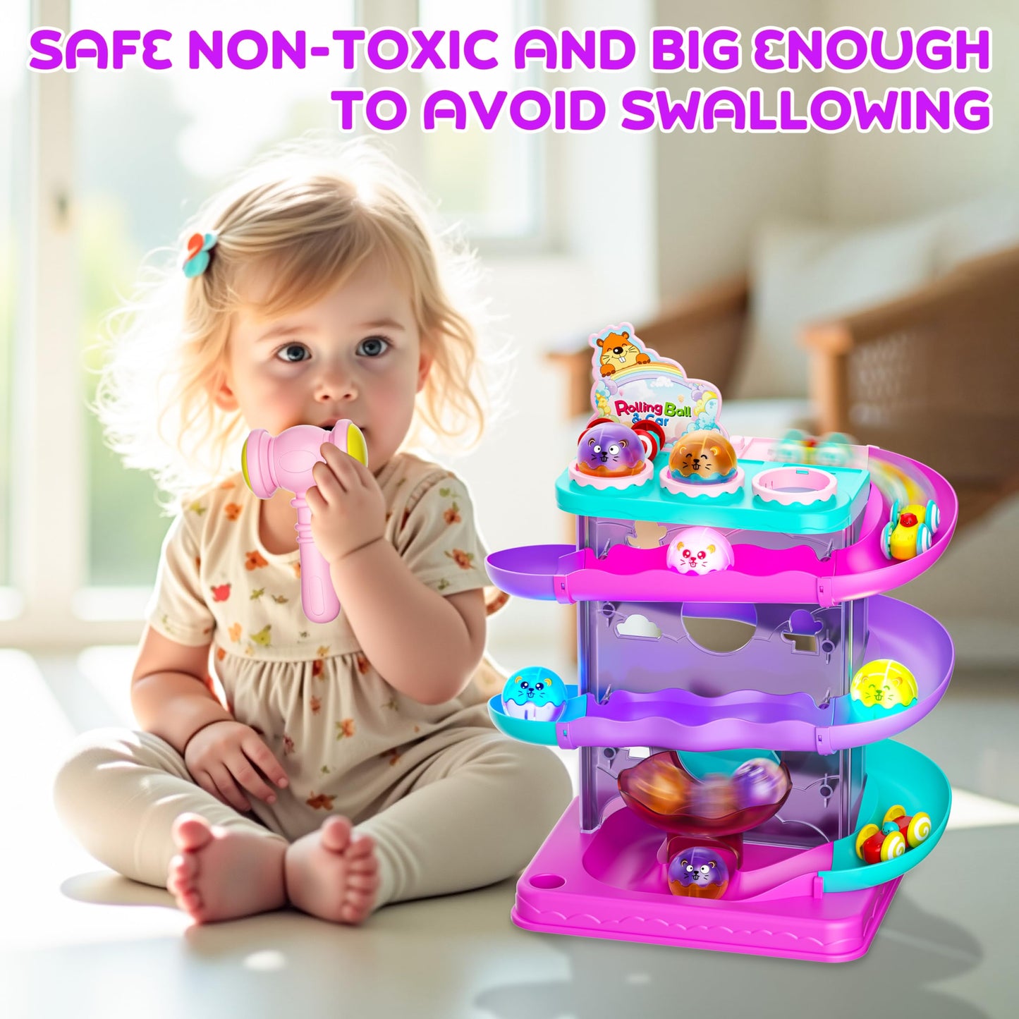 Stay Fun 2-in-1 Rolling Ball & Car Ramp Track – Montessori STEM Toy for Toddlers (1–5+)