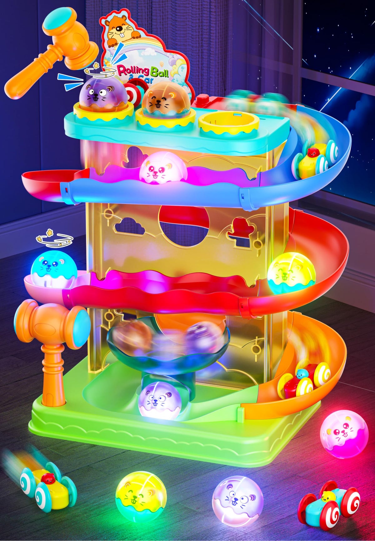 Stay Fun 2-in-1 Ball & Car Ramp Race Track – Montessori STEM Toy for Toddlers