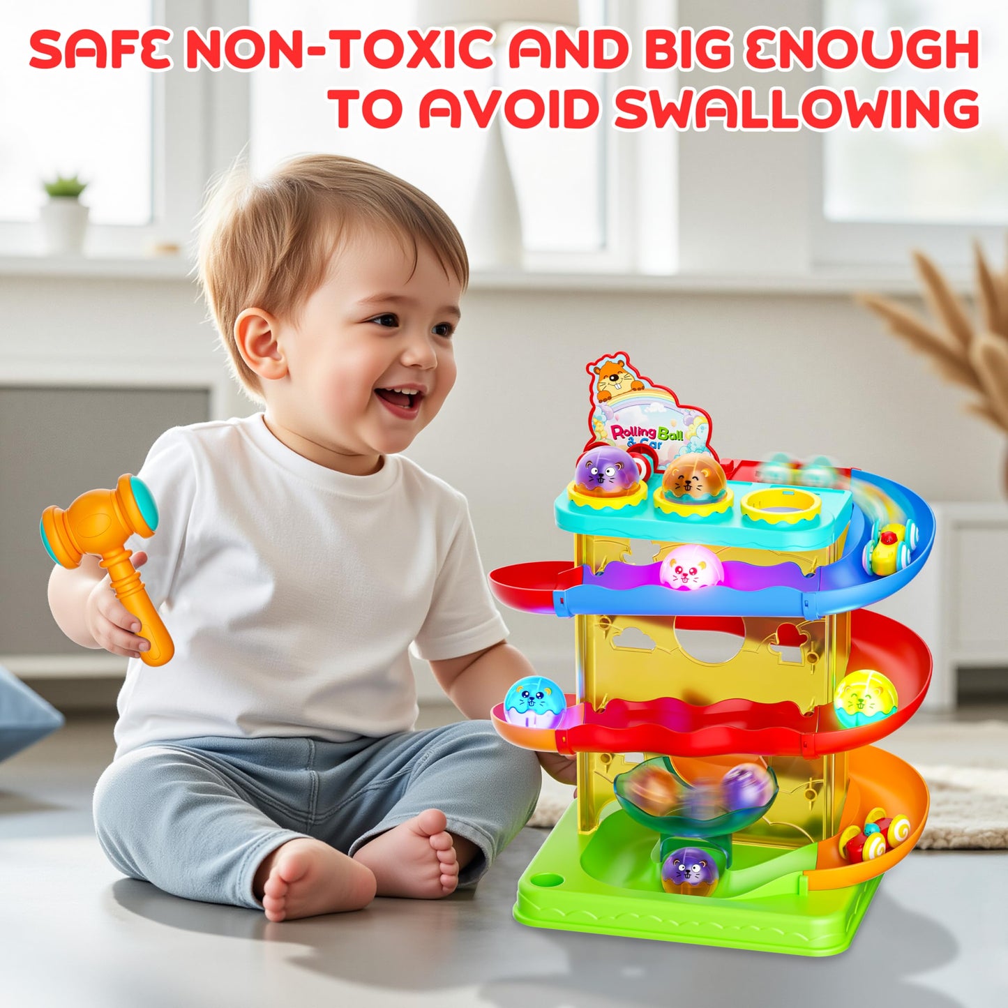 Stay Fun 2-in-1 Ball & Car Ramp Race Track – Montessori STEM Toy for Toddlers