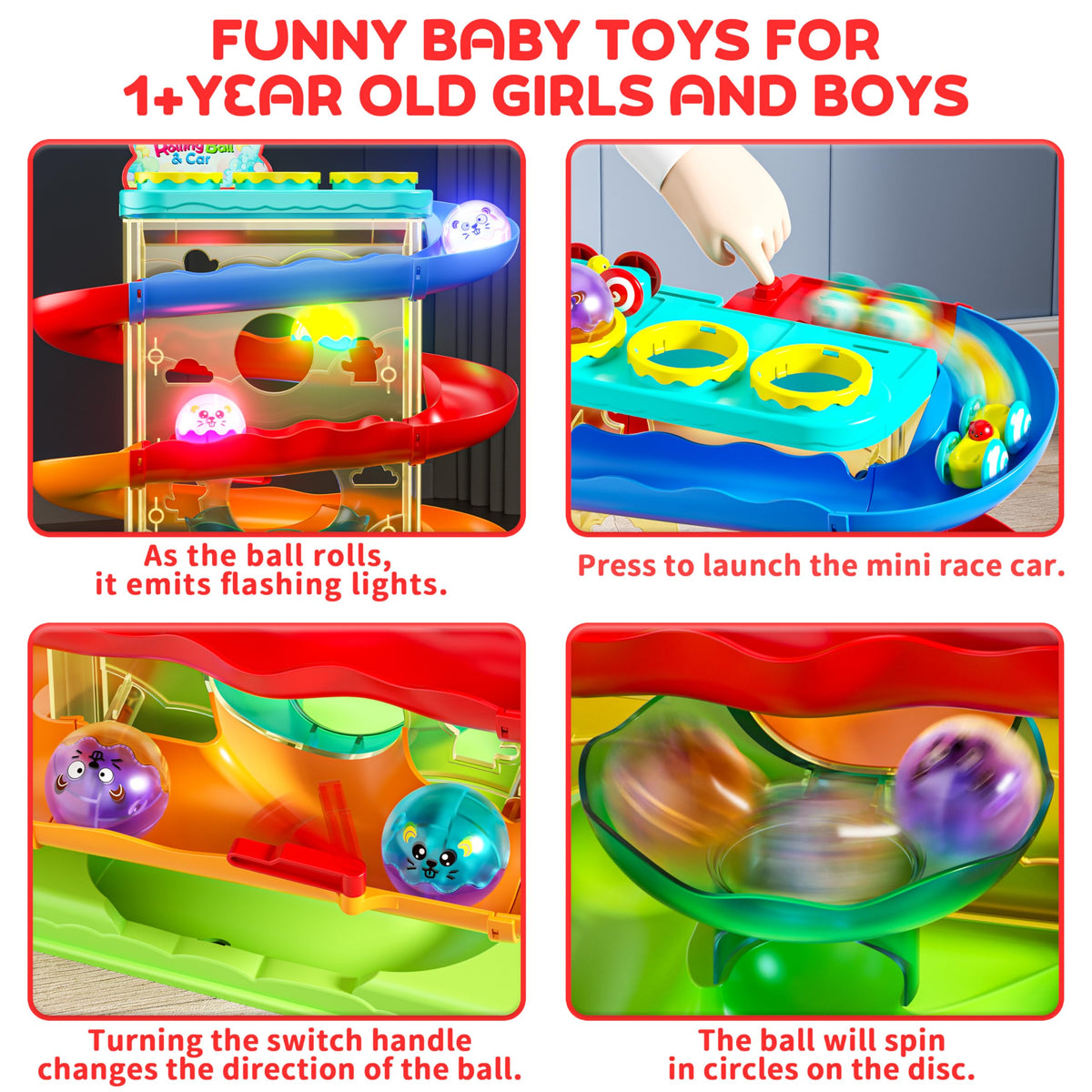 Stay Fun 2-in-1 Ball & Car Ramp Race Track – Montessori STEM Toy for Toddlers