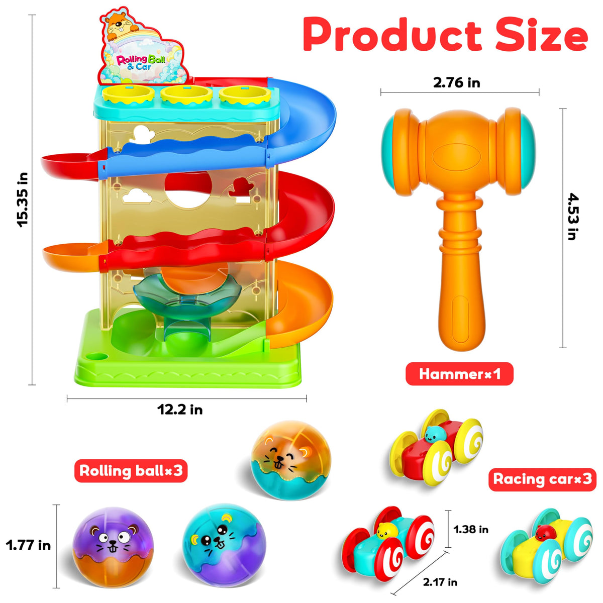 Stay Fun 2-in-1 Ball & Car Ramp Race Track – Montessori STEM Toy for Toddlers