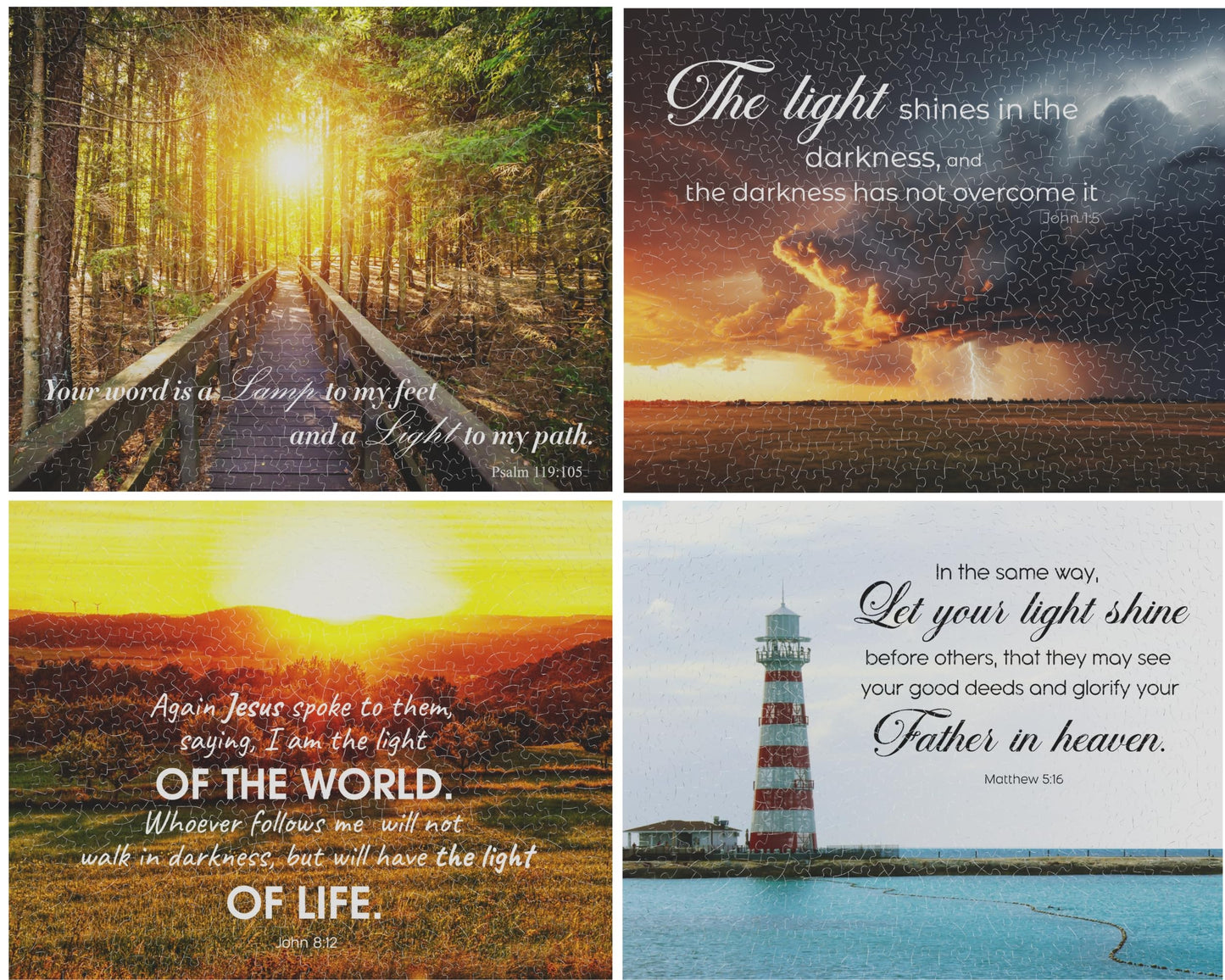 Steadfast Selections Christian Puzzles for Adults - 500-Piece 4-in-1 Bible Verse Jigsaw Set
