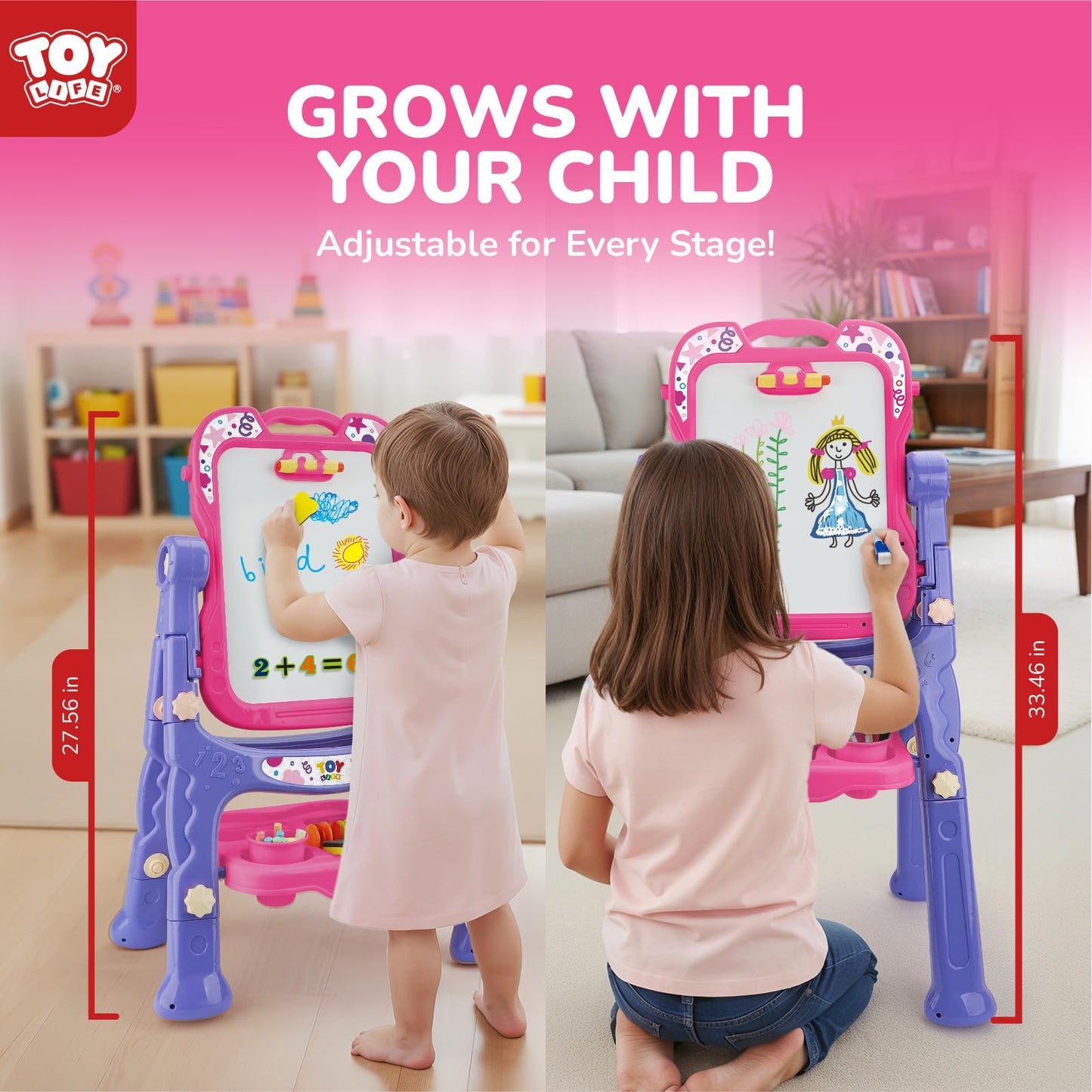 STEAM Life Art Easel for Kids - Double-Sided 4-in-1 with Magnetic Board & Chalkboard