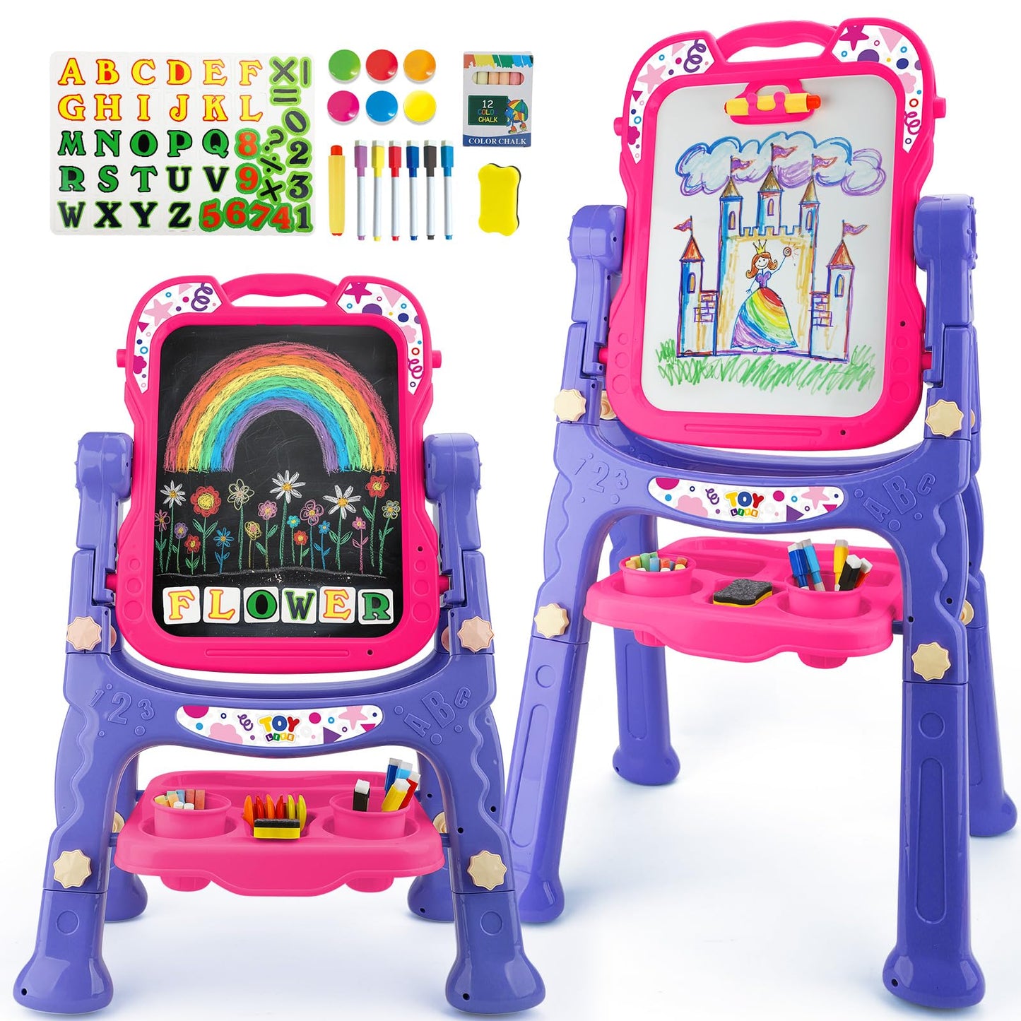STEAM Life Art Easel for Kids - Double-Sided 4-in-1 with Magnetic Board & Chalkboard