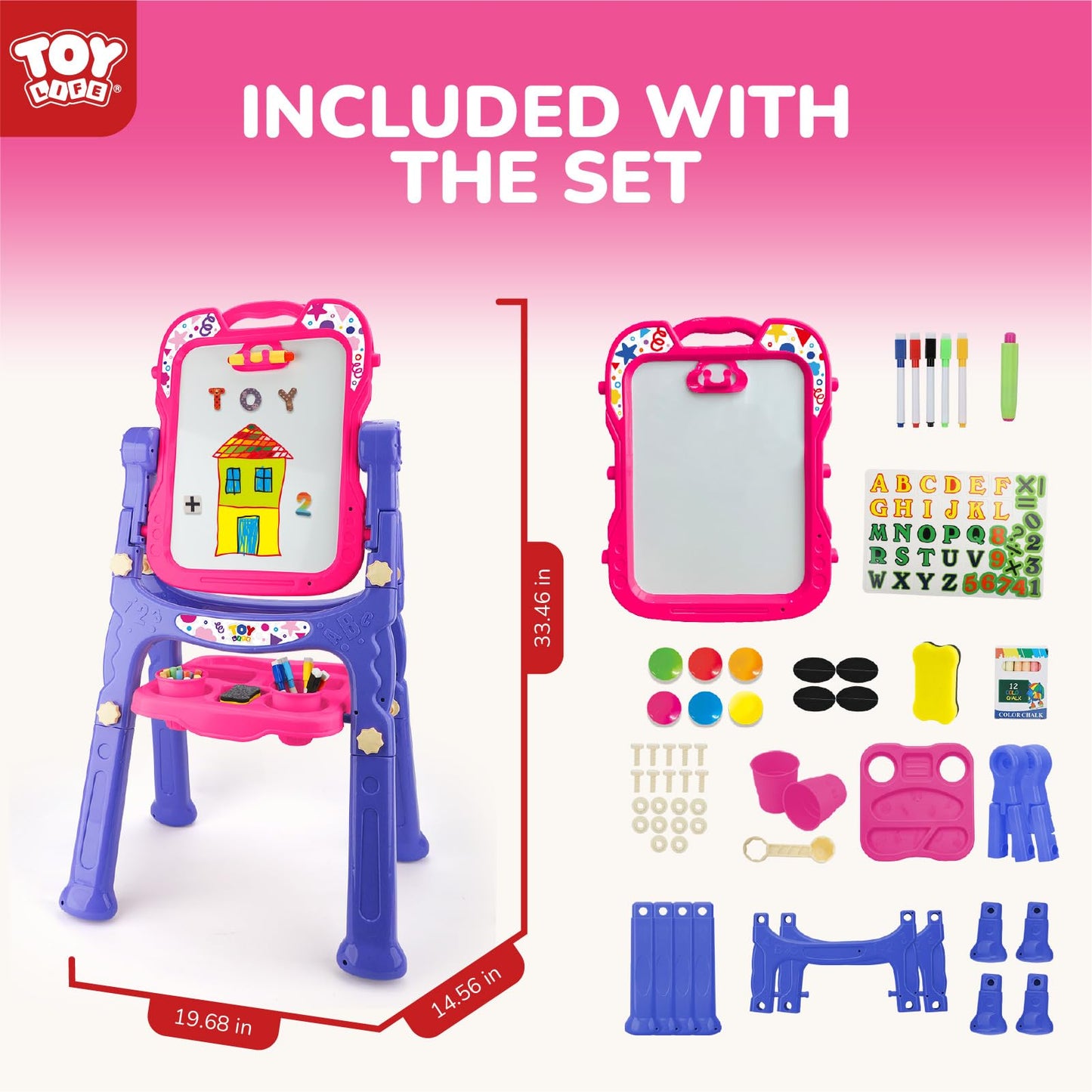 STEAM Life Art Easel for Kids - Double-Sided 4-in-1 with Magnetic Board & Chalkboard