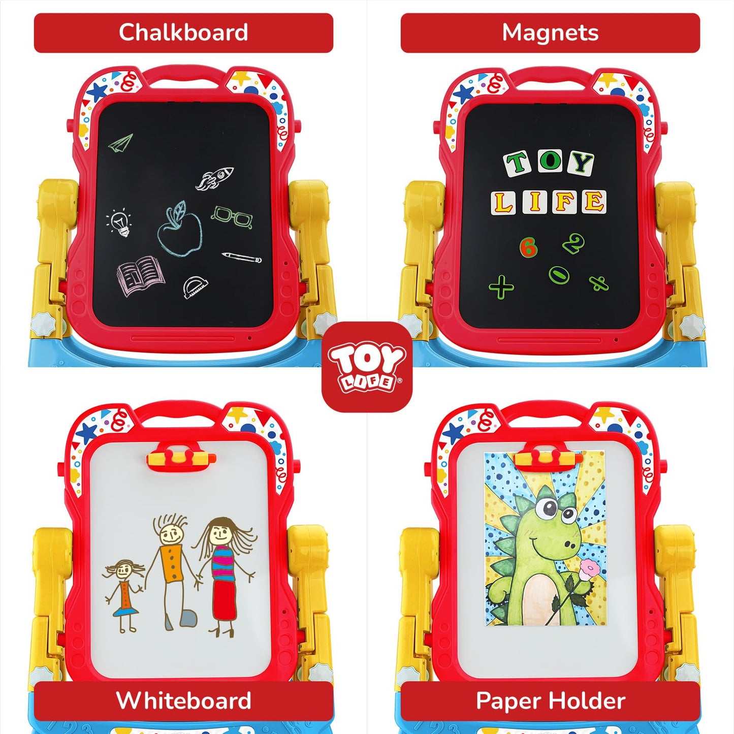 STEAM Life Large Art Easel for Kids – 4-in-1 Double-Sided Chalkboard & Whiteboard