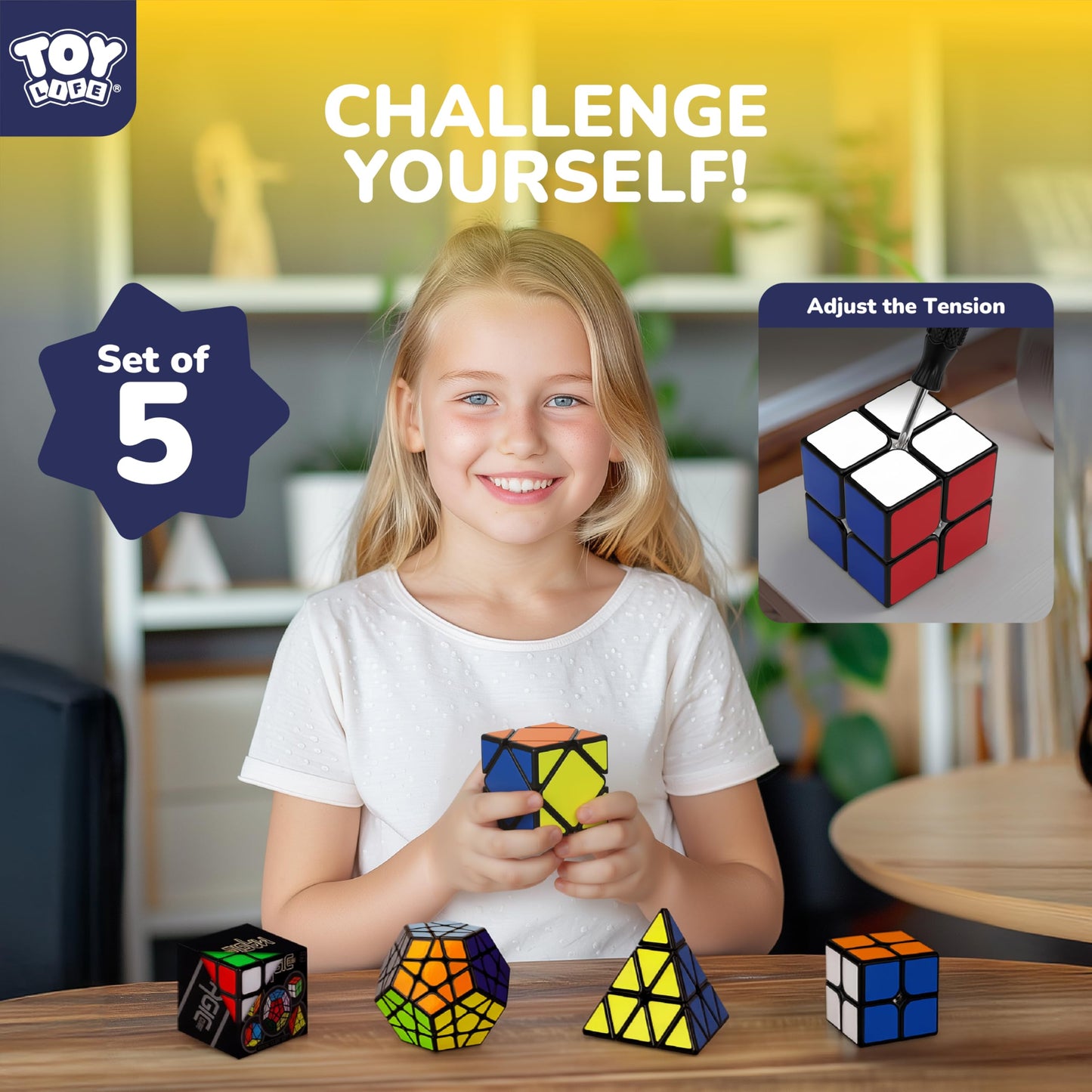 STEAM Life Speed Cube Set 5 Pack – 3x3, 2x2, Pyramid, Megaminx & Skewb