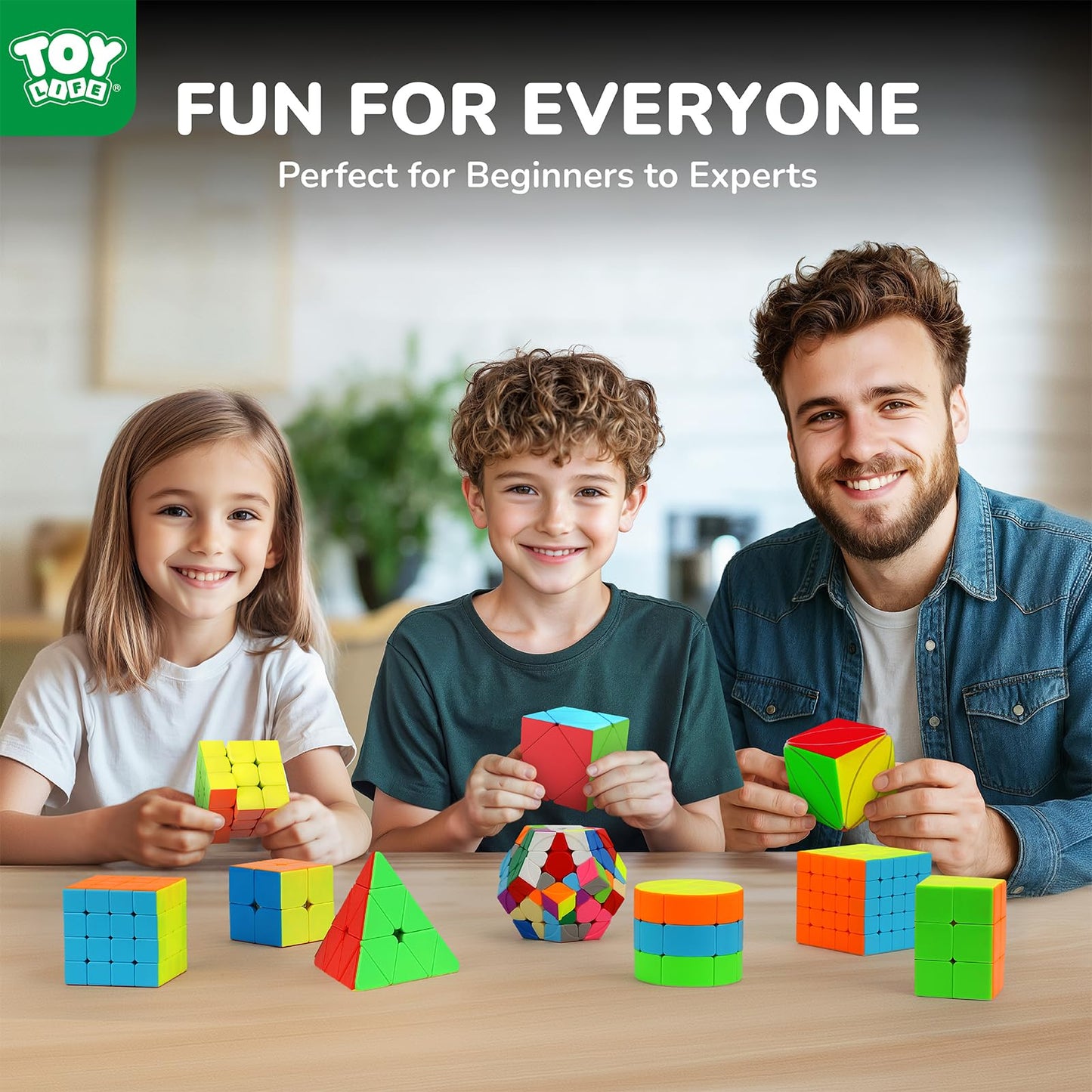 STEAM Life Speed Cube Set 10 Pack – 3x3, 2x2, 4x4, Pyraminx, Megaminx, Skew Cubes