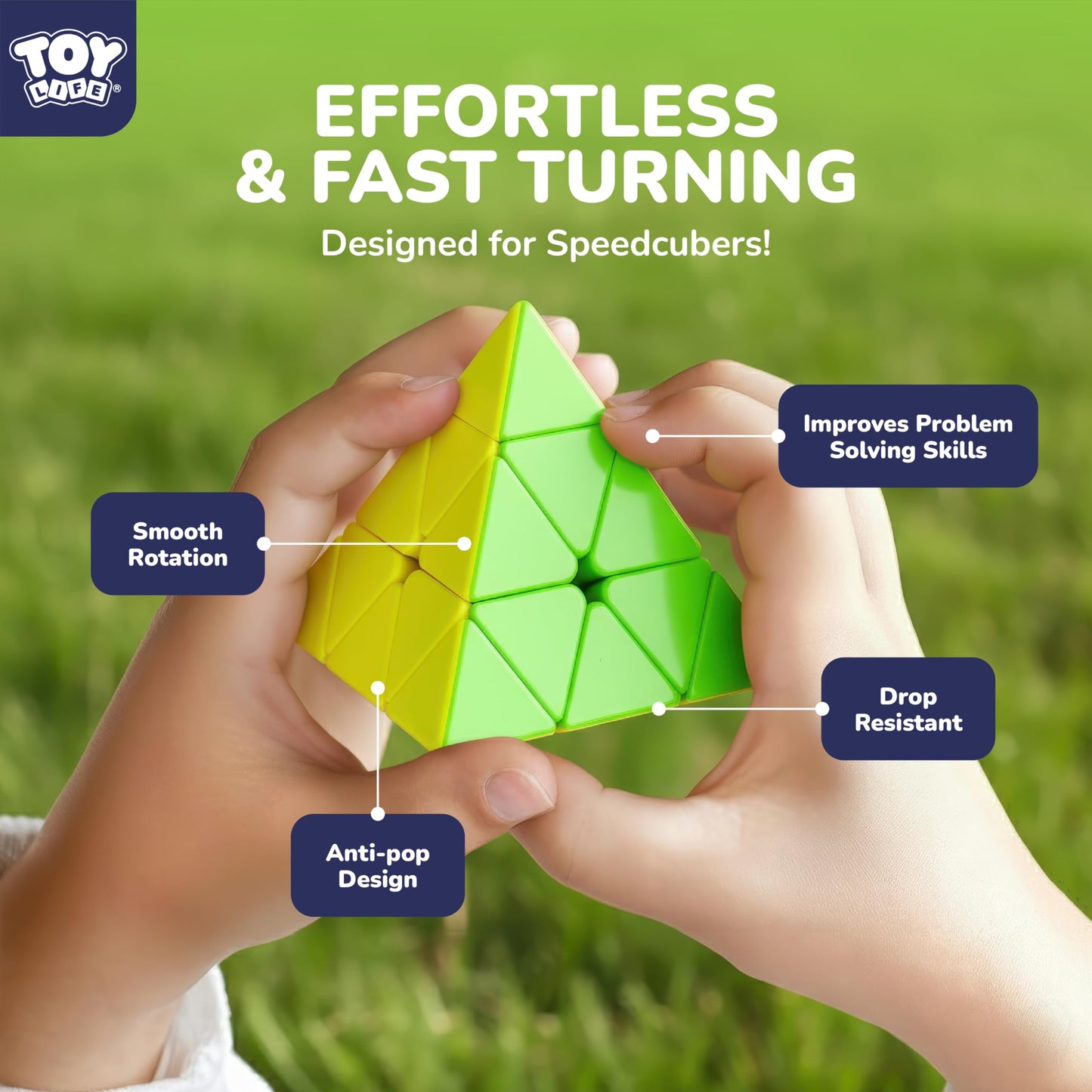 STEAM Life Speed Cube Set - 2x2, 3x3, 4x4, Megaminx & Pyramid – Stickerless Magic Cubes for Kids & Adults