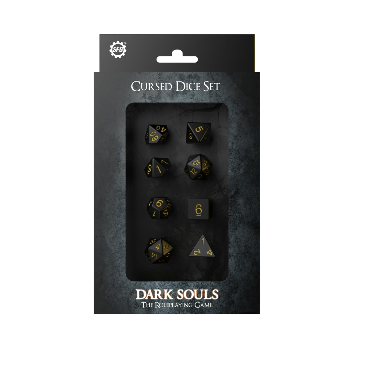 Steamforged Games Dark Souls: The Roleplaying Game Cursed Dice Set | Engraved Polyhedral Dice
