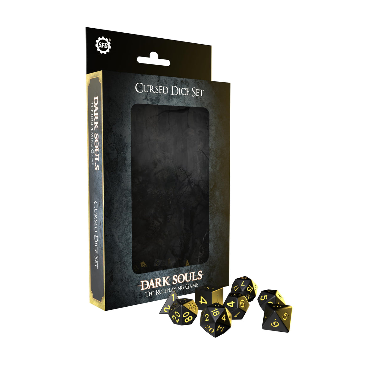 Steamforged Games Dark Souls: The Roleplaying Game Cursed Dice Set | Engraved Polyhedral Dice