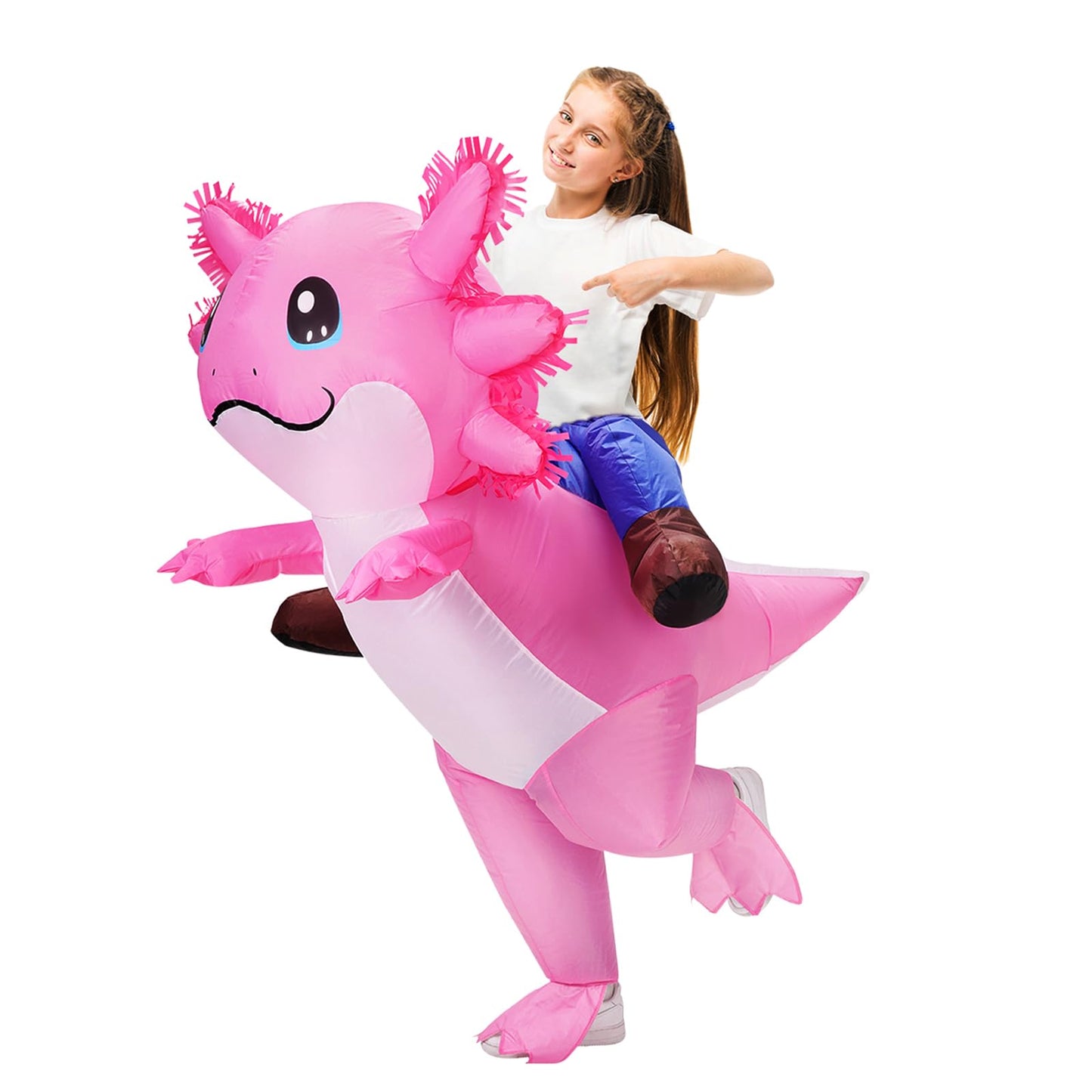 Stegosaurus Inflatable Axolotl Costume for Kids – One-Size Blow Up Outfit