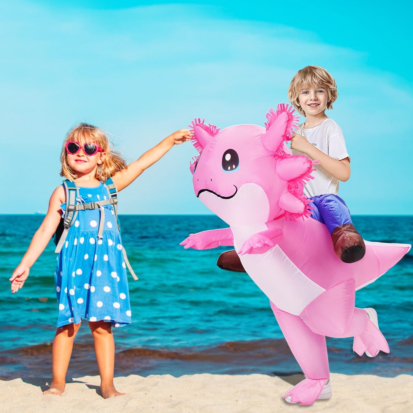 Stegosaurus Inflatable Axolotl Costume for Kids – One-Size Blow Up Outfit