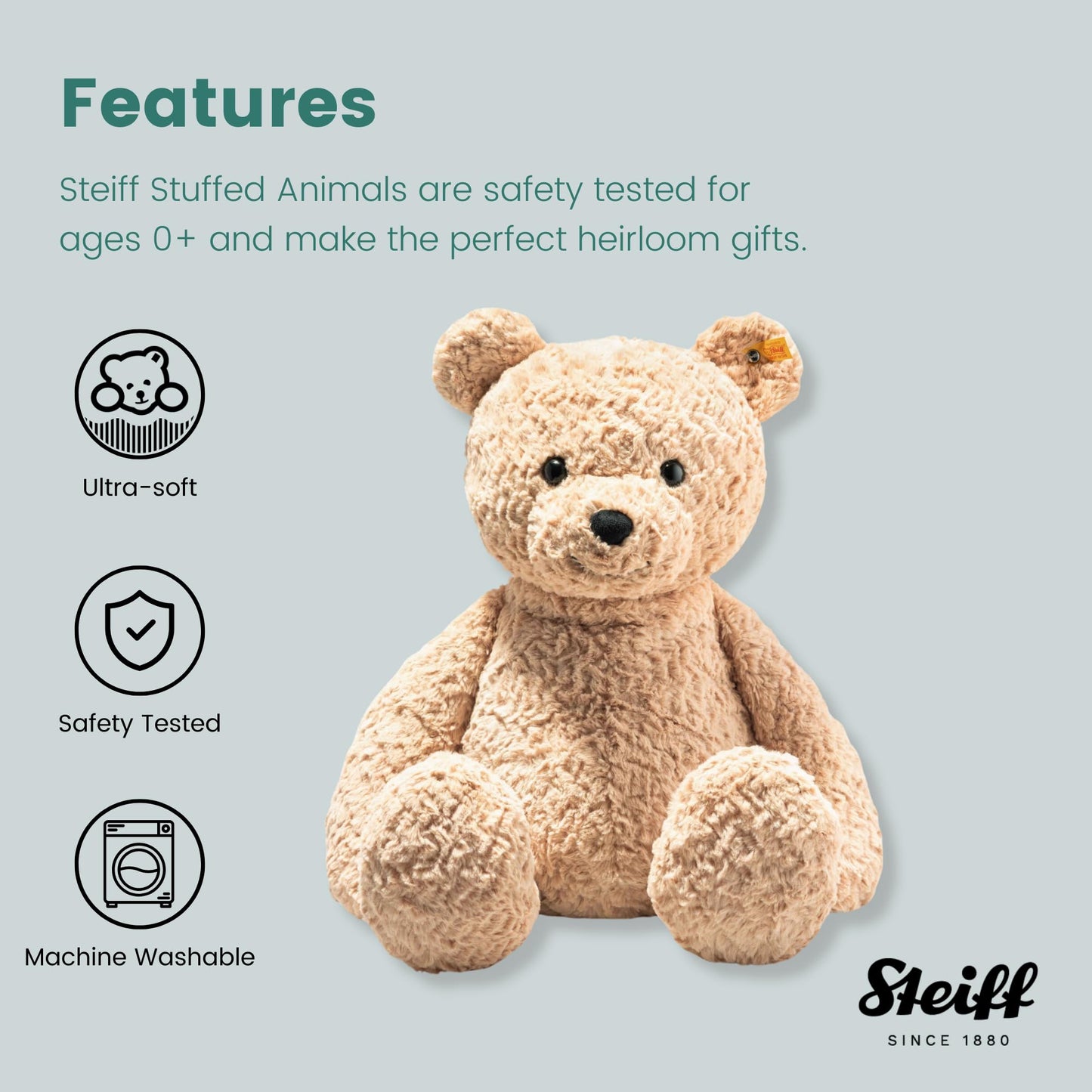 Steiff Jimmy Teddy Bear 55 cm – Soft Plush Toy for Kids | 067181