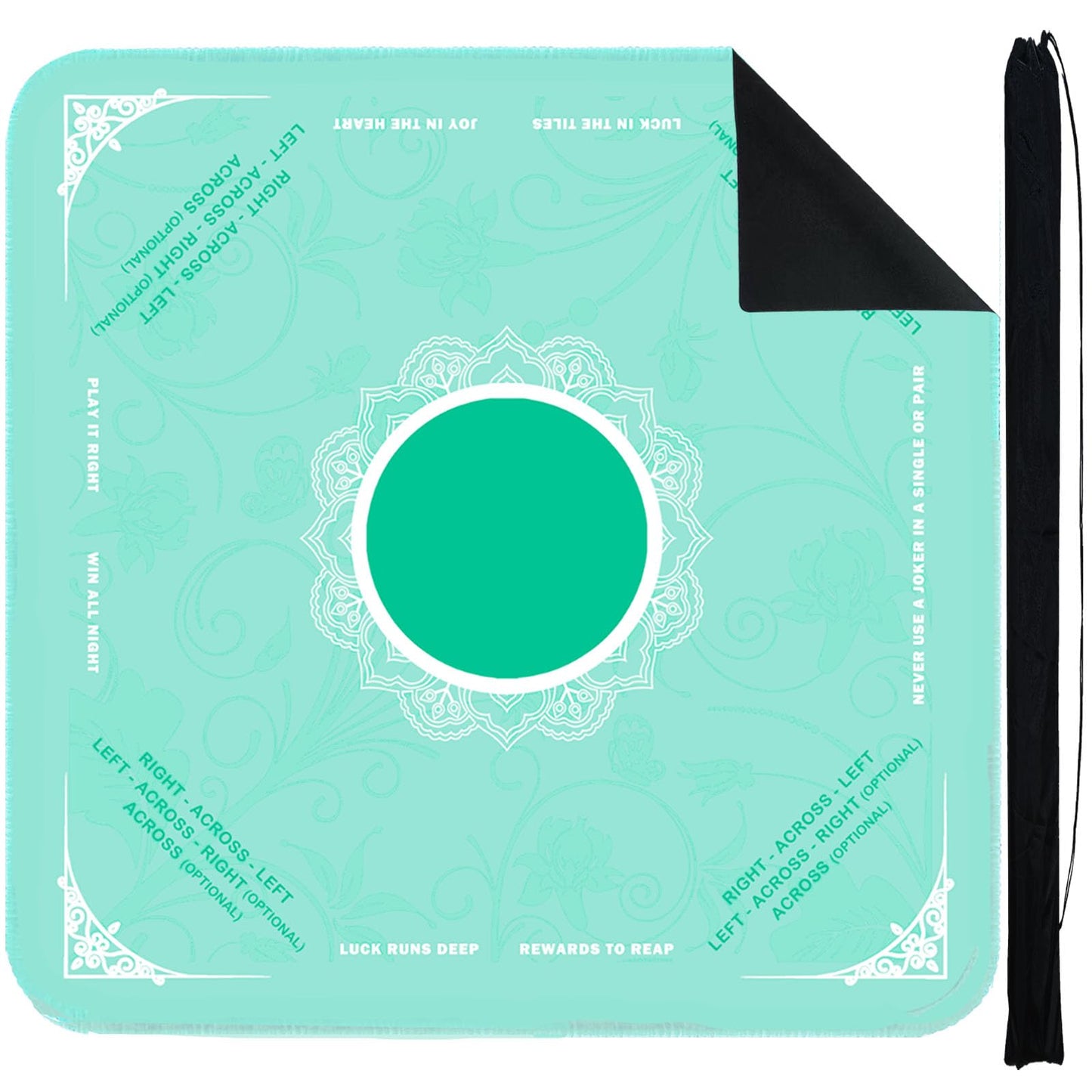 StellarOcean Mahjong Mat for Table - 31.5x31.5 in Neoprene with Rules (Green)