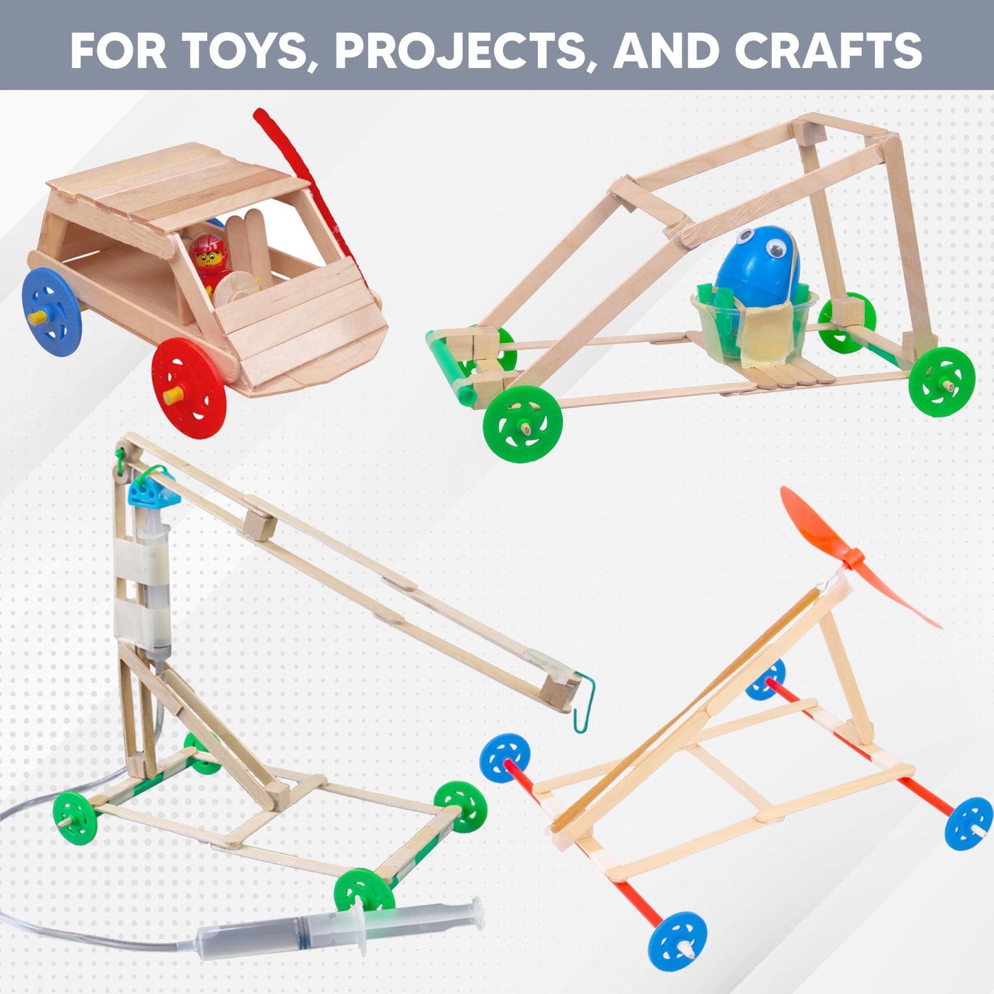 STEM Inventions Toy Wheels – 200-Pack, 1.36-Inch Plastic Wheels for STEM Projects